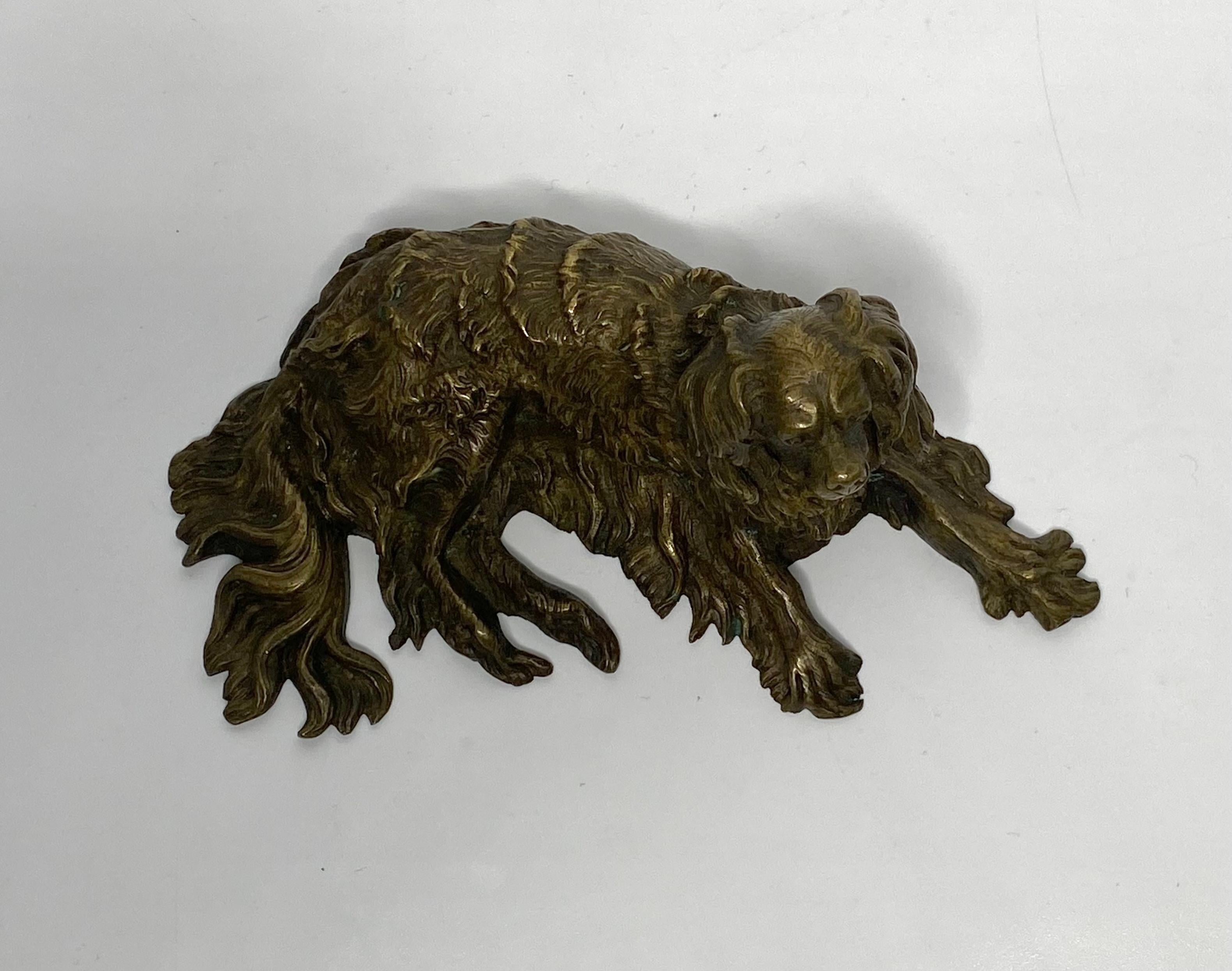 English bronze recumbent Spaniel, c. 1840. For Sale 2