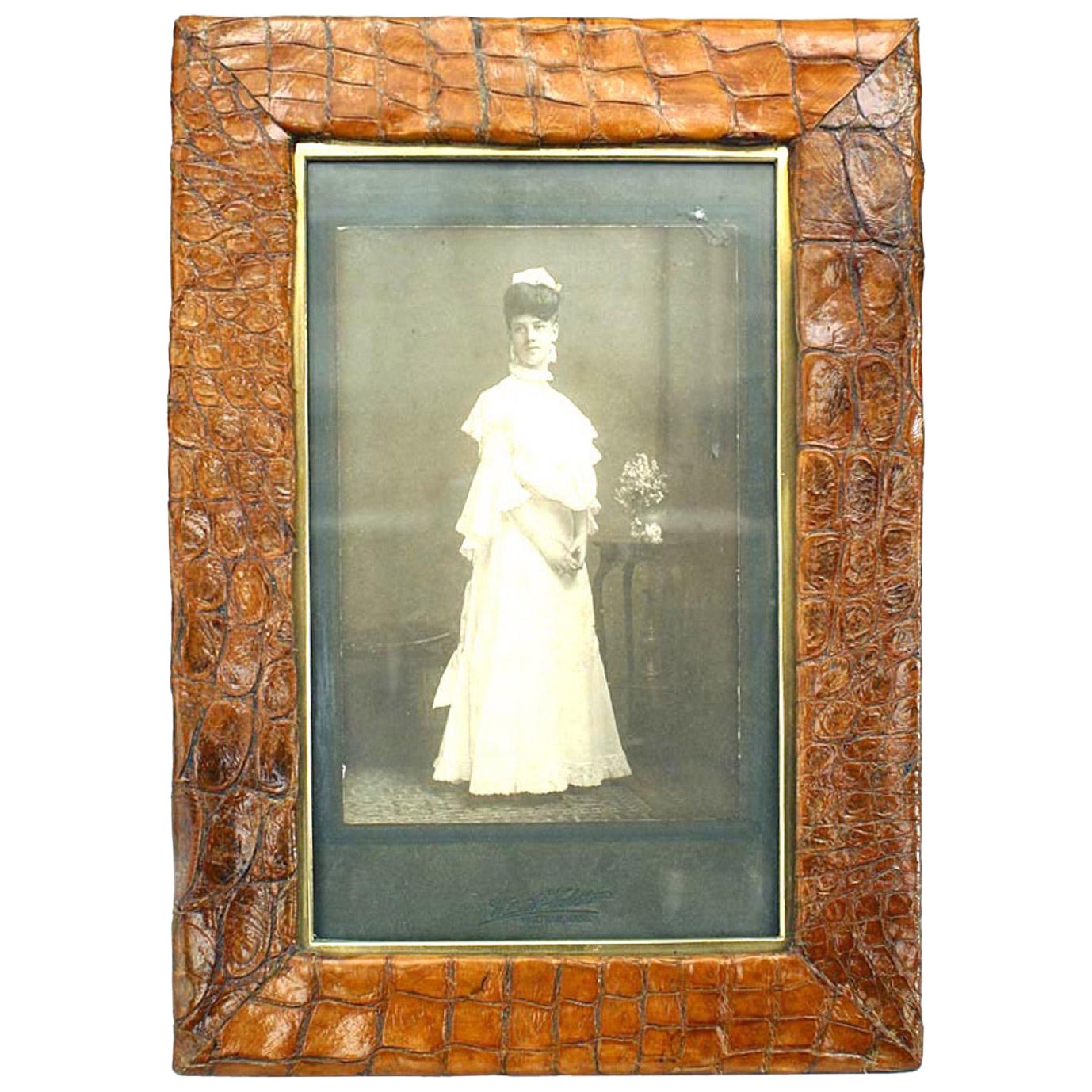 English Brown Crocodile Picture Frame
