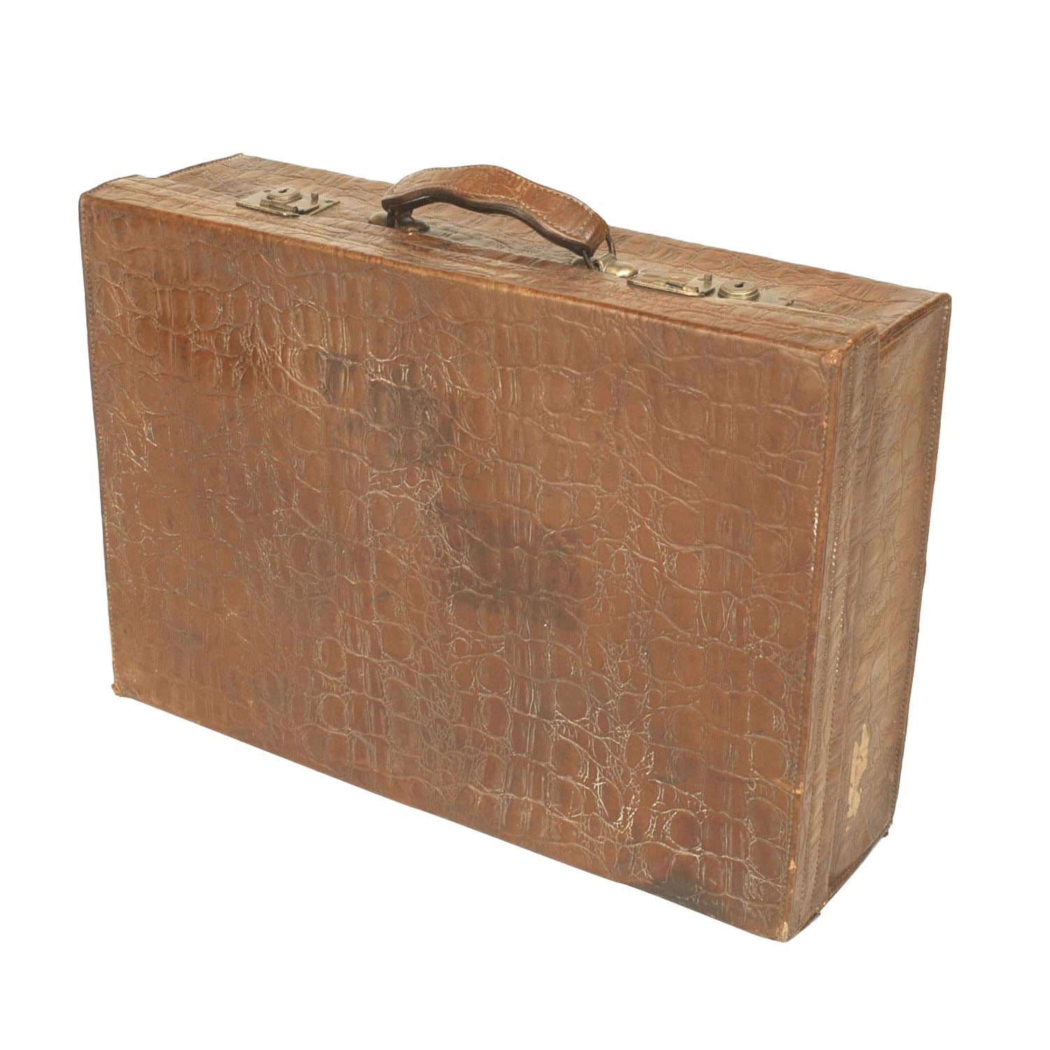 English Brown Crocodile Valise