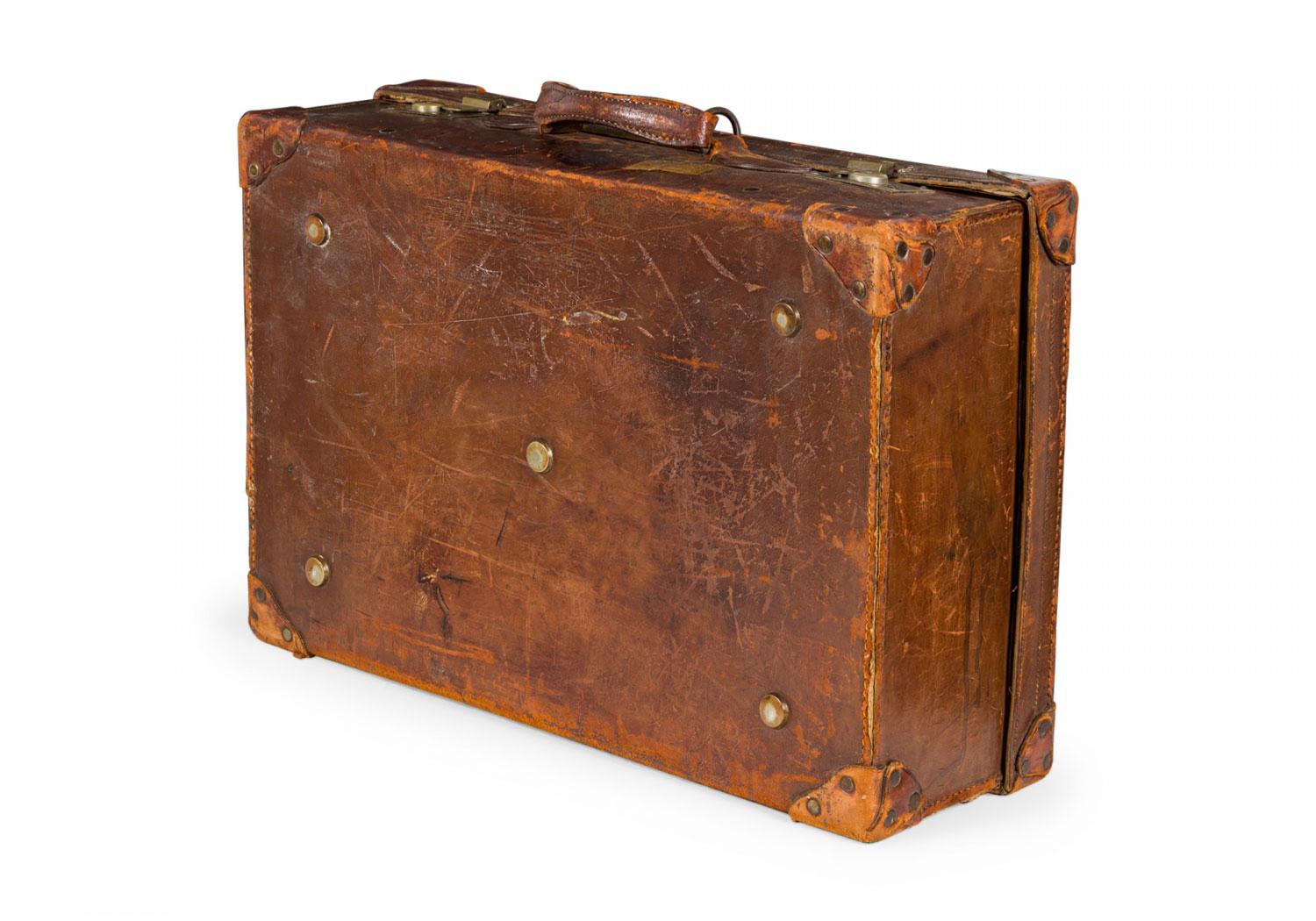 Englisch Brown Leder Valise im Angebot 4