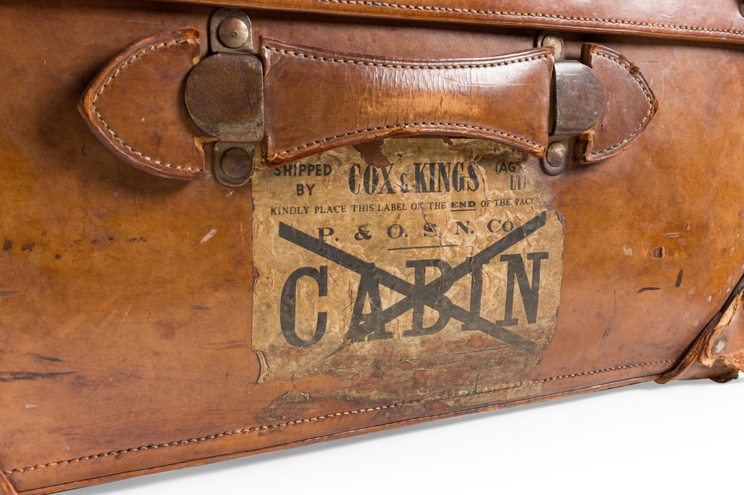 English large brown leather valise