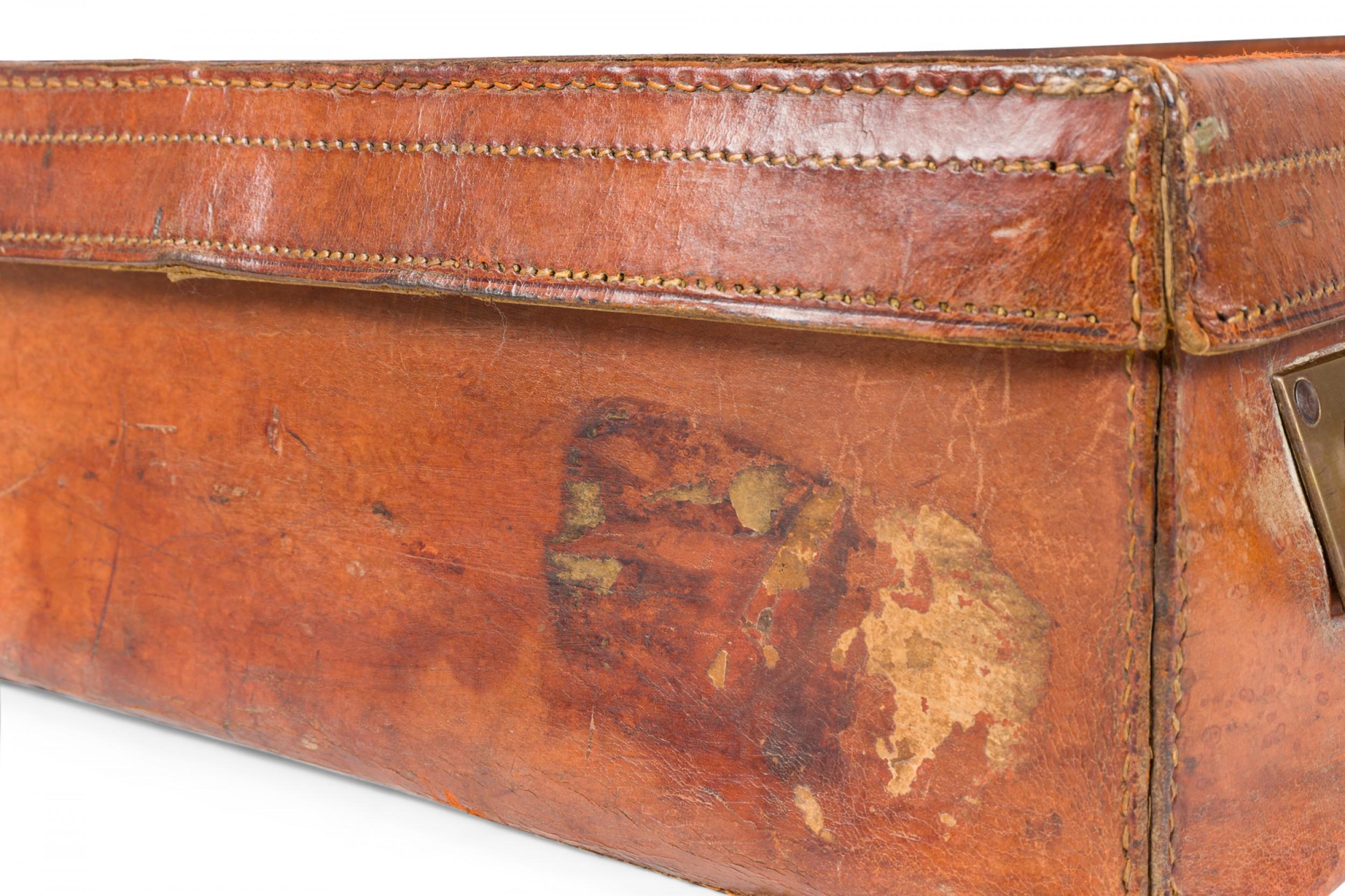 British Colonial English Brown Leather Valise For Sale