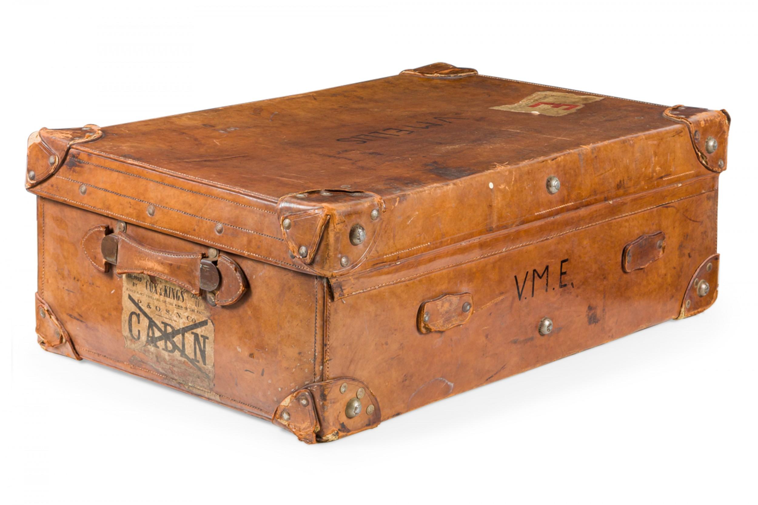 British English Brown Leather Valise For Sale