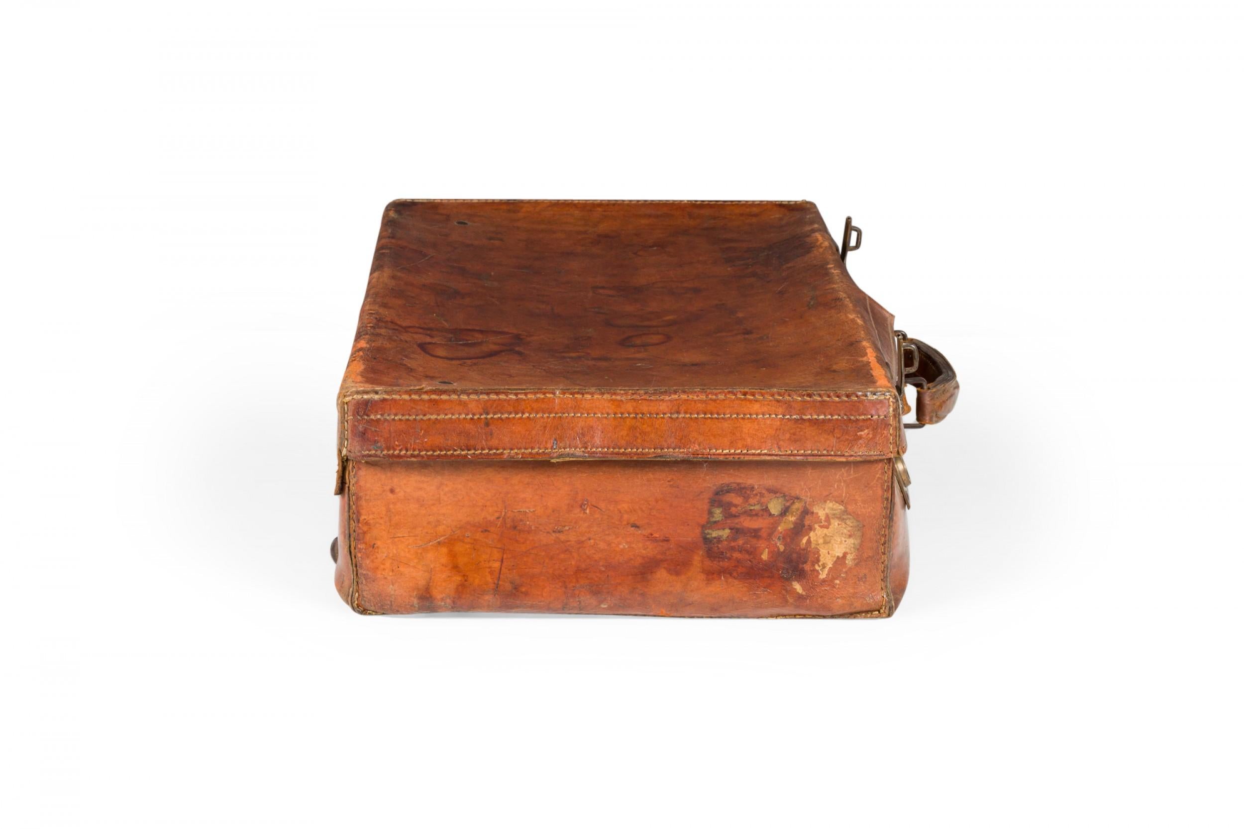 British English Brown Leather Valise For Sale
