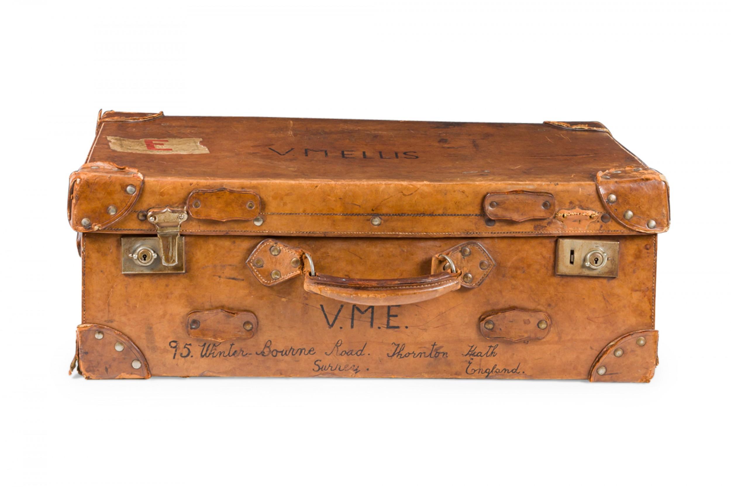 English Brown Leather Valise In Good Condition For Sale In Queens, NY