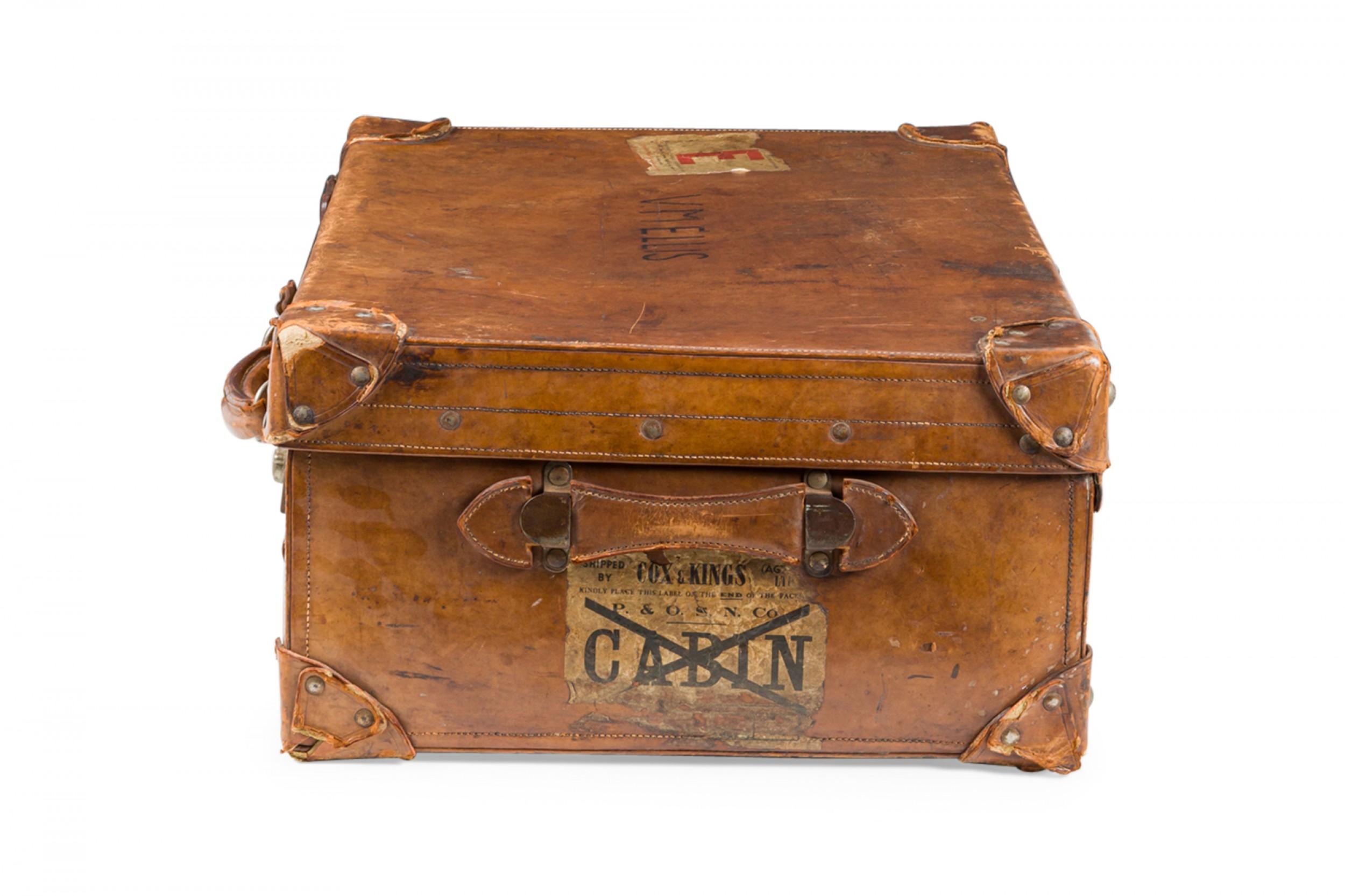 20th Century English Brown Leather Valise For Sale