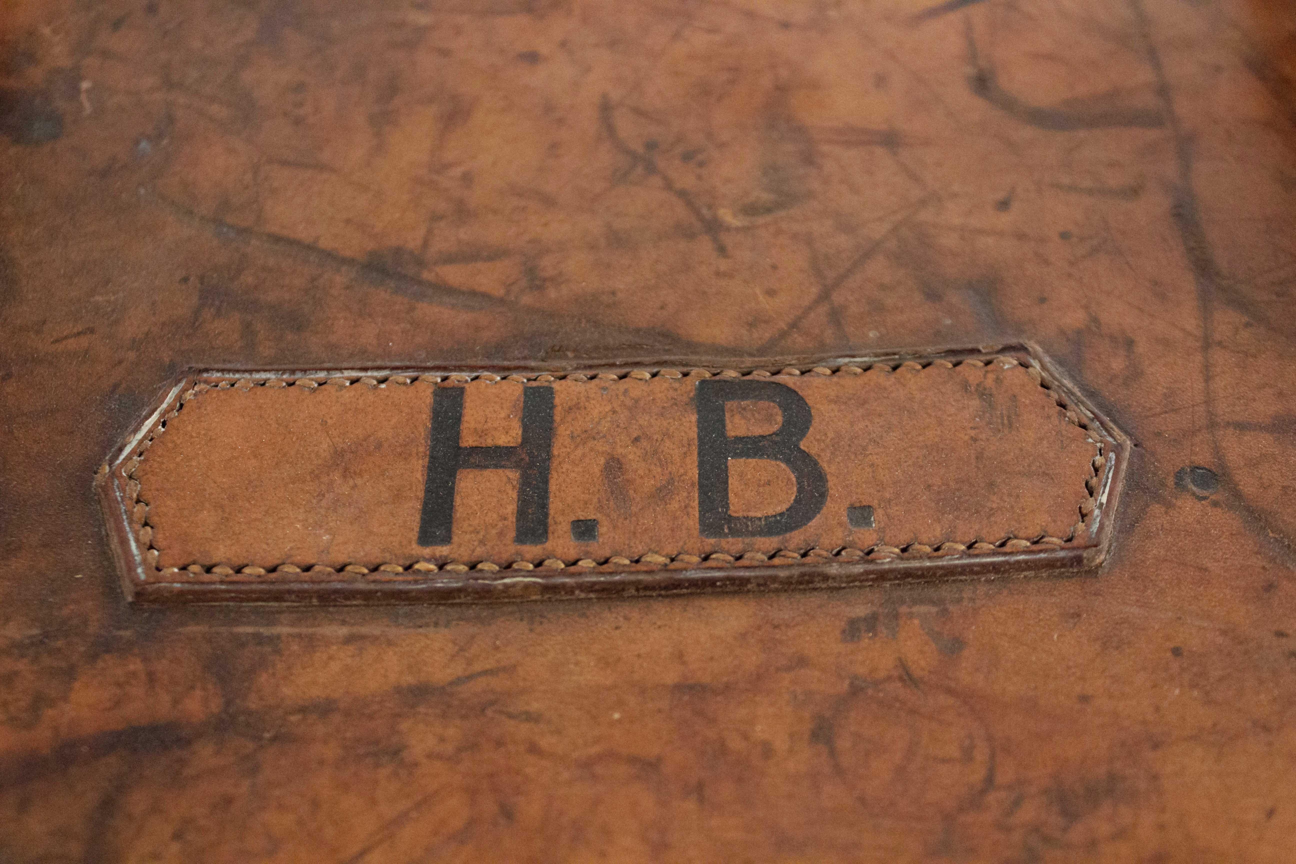 20th Century English Brown Leather Valise For Sale
