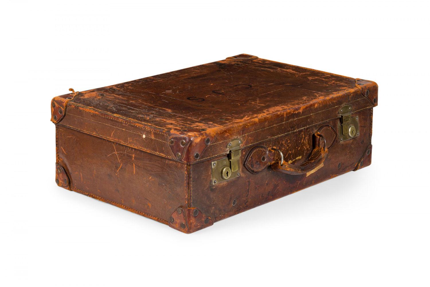 Englisch Brown Leder Valise im Angebot 1