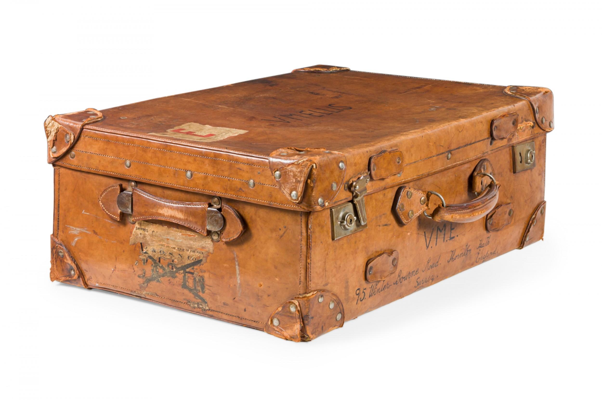English Brown Leather Valise For Sale 1