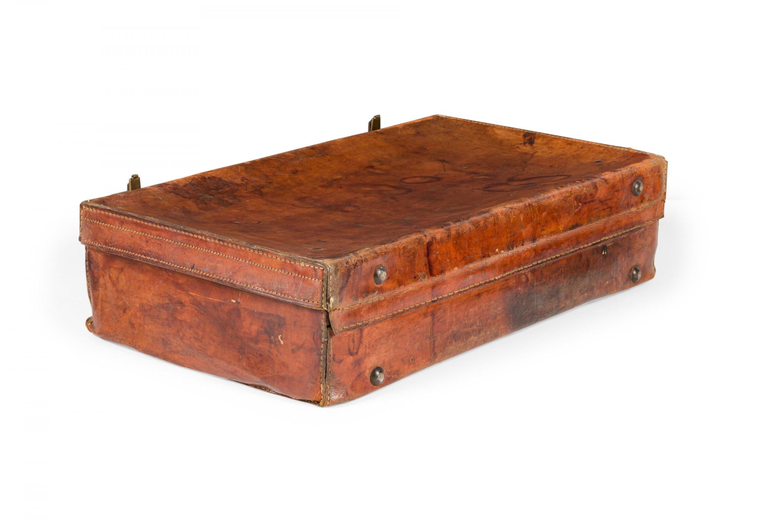 English Brown Leather Valise For Sale 1