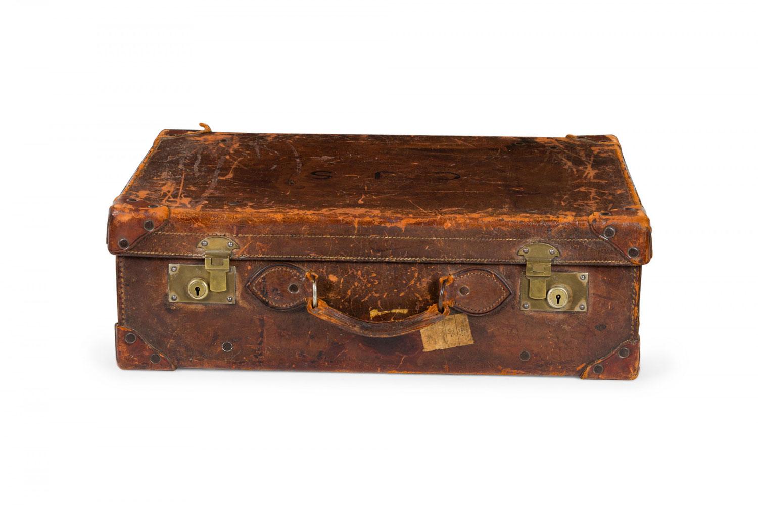 Englisch Brown Leder Valise im Angebot 2