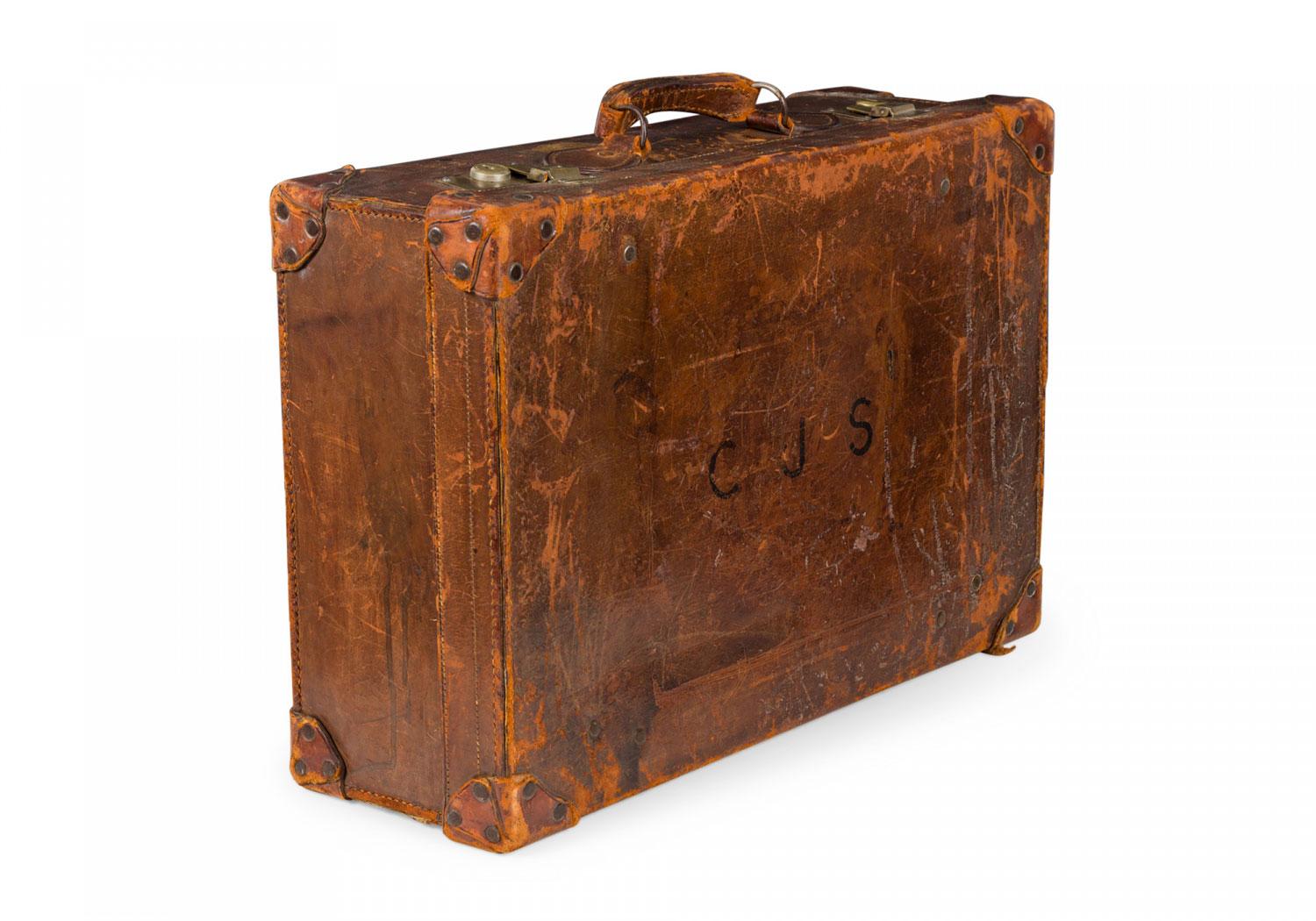 Englisch Brown Leder Valise im Angebot 3