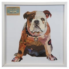 English Bulldog 3D Cut Paper Normans Mucilage Ephemera Collage Wall Art 25"