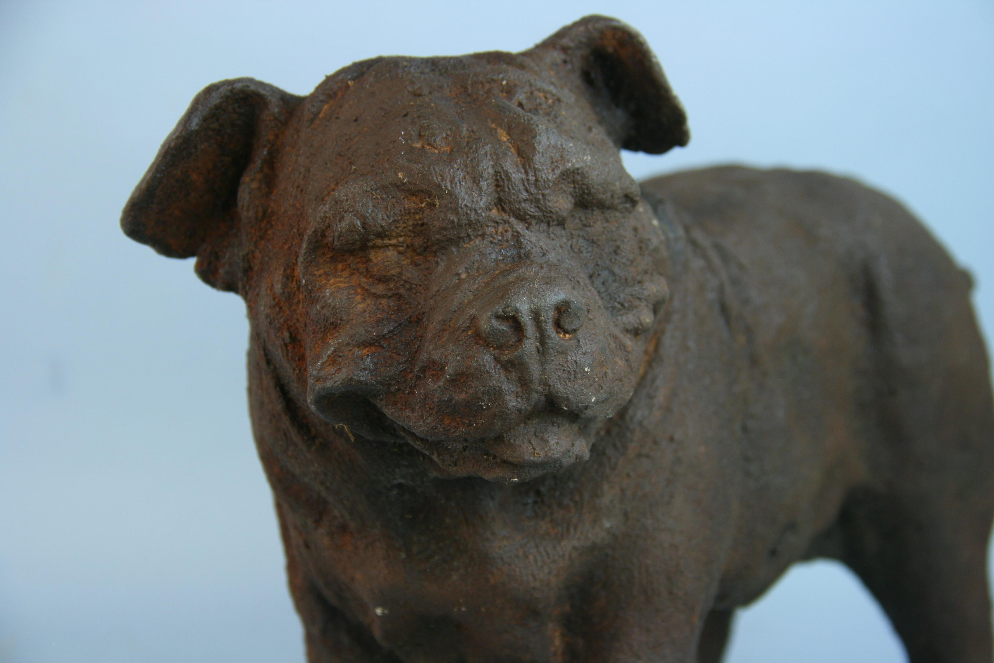 Hand-Crafted Antique English Bulldog Iron Garden Sculpture/Doorstop For Sale