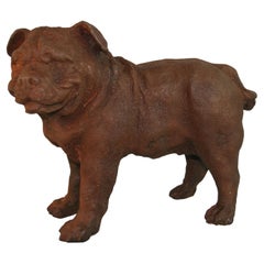 Used English Bulldog Iron Garden Sculpture/Doorstop