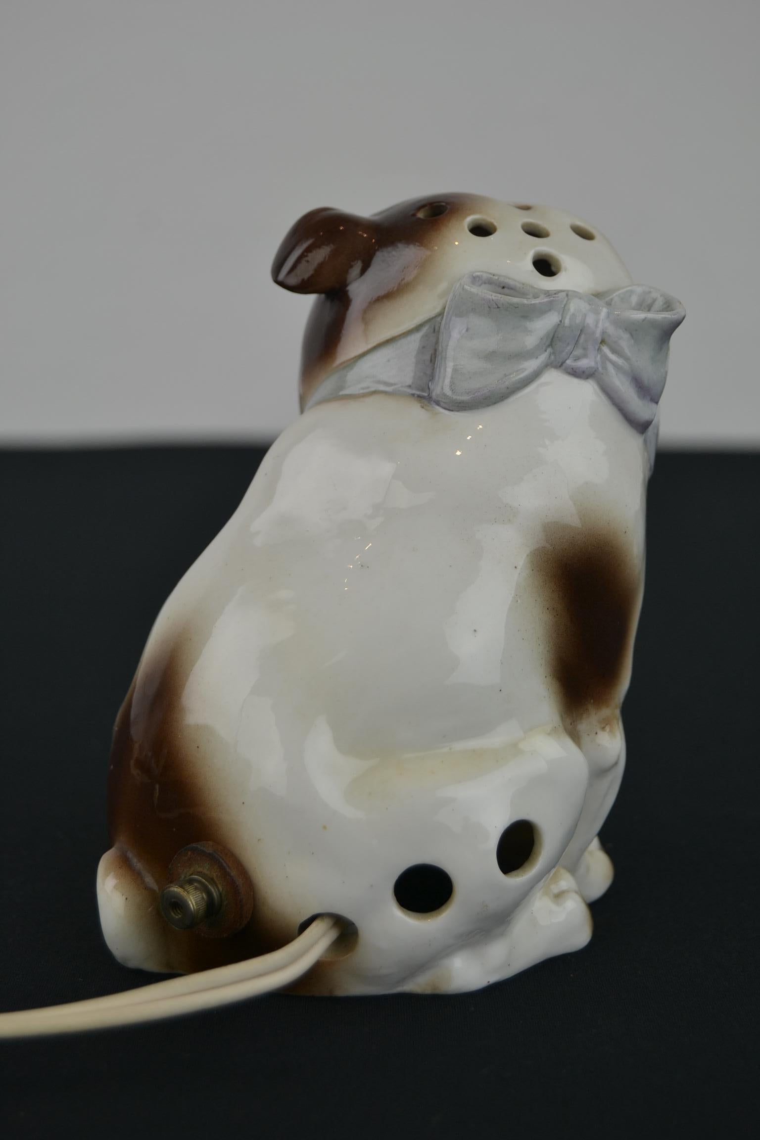 Porcelain English Bulldog Perfume Lamp For Sale
