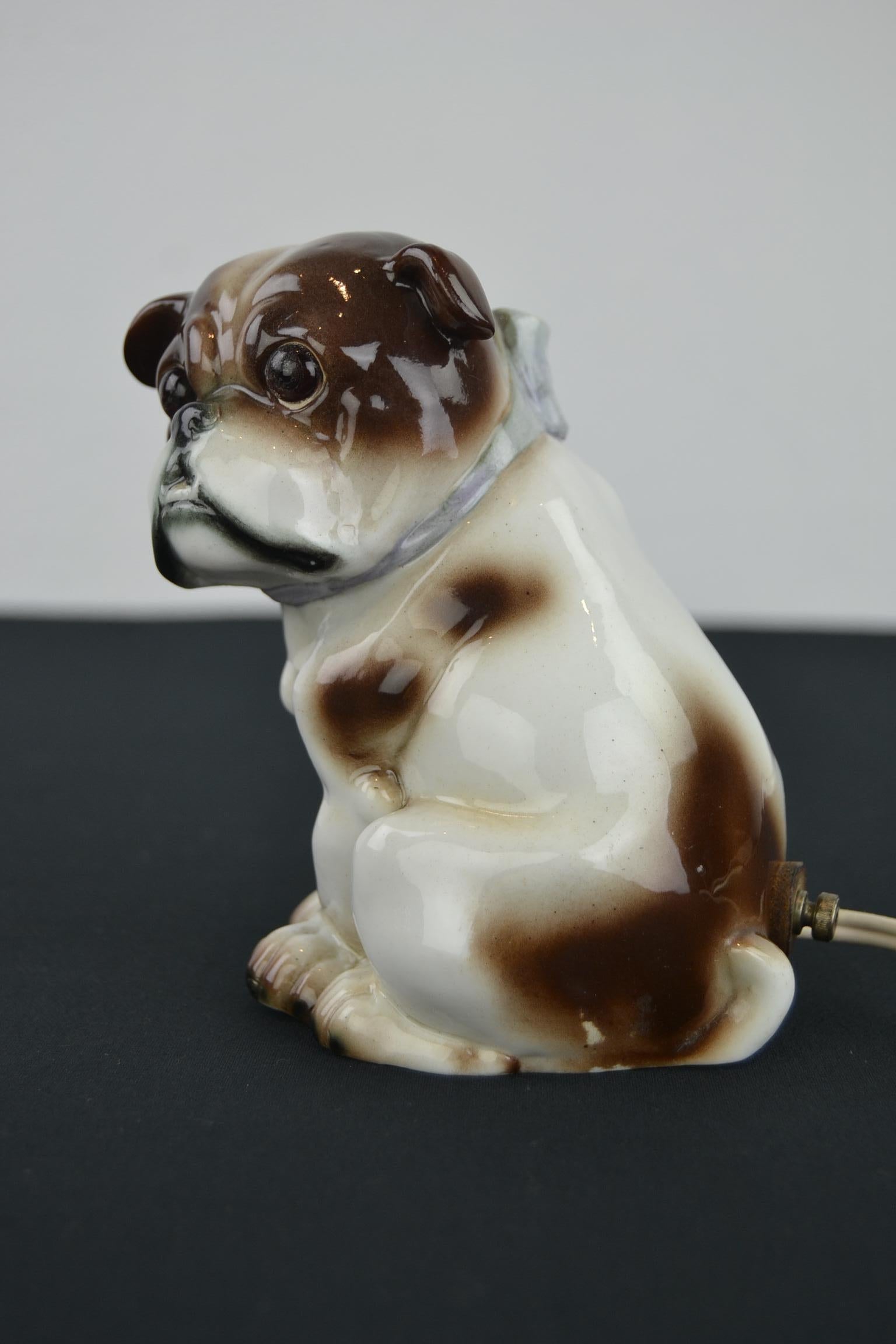Englische Parfümlampe mit englischem Bulldogge im Angebot 6