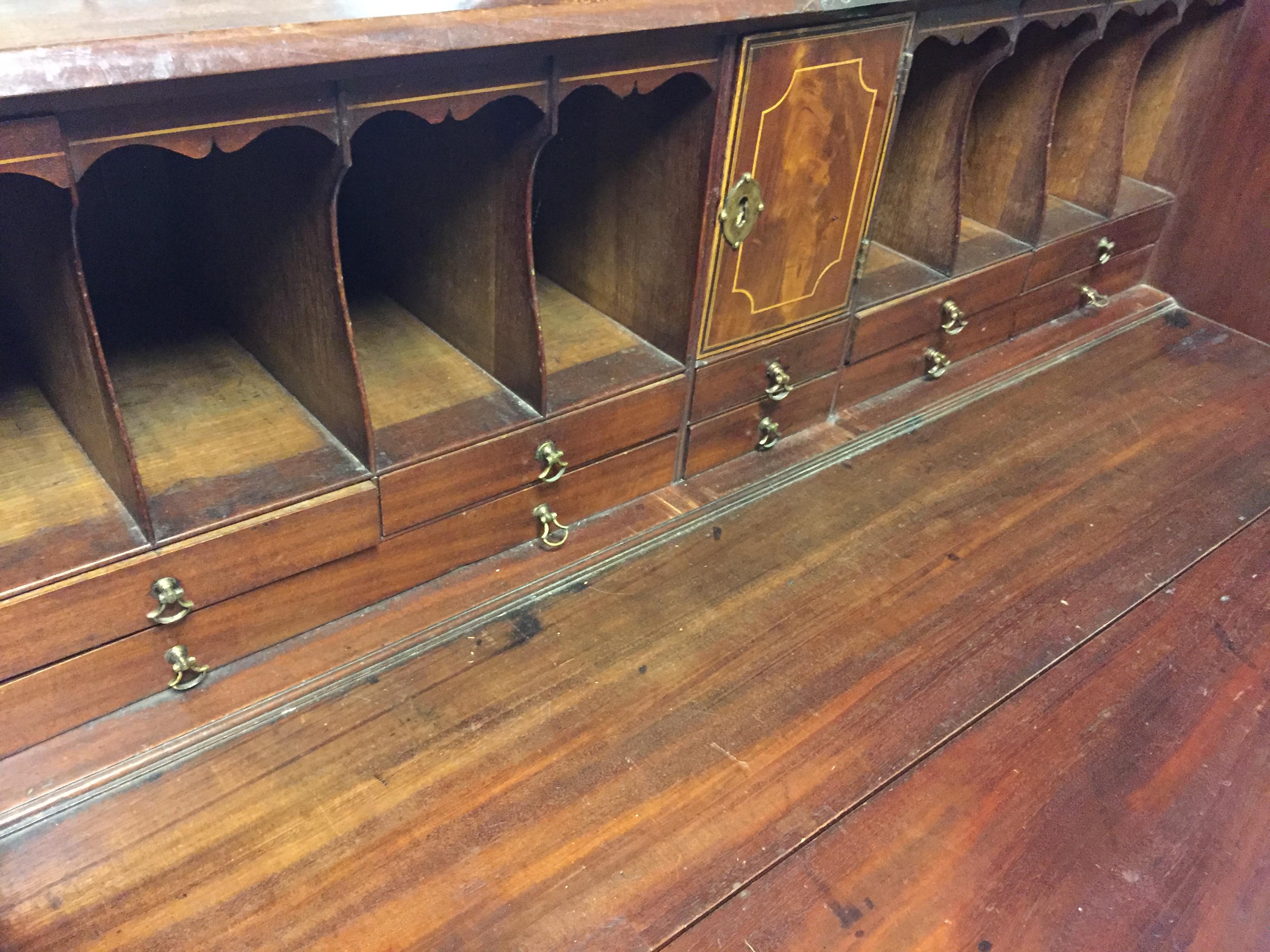 19th Century English Bureau Desk with Inlay For Sale