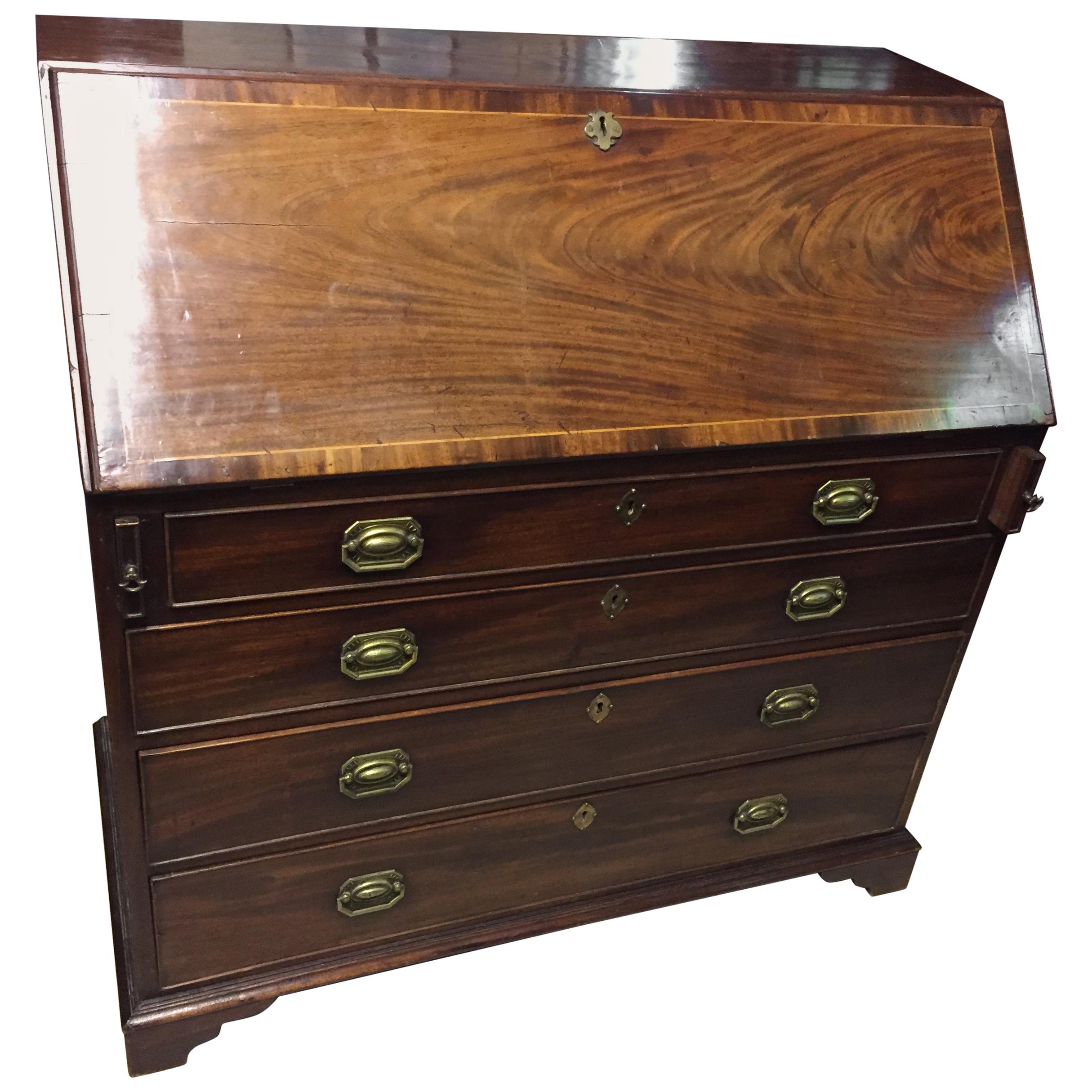 English Bureau Desk with Inlay For Sale