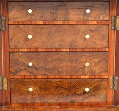 English Burl Walnut 2 Door Miniature Cabinet w/ Fitted Interior Circa 1860