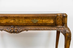 English Burl Walnut Console Table