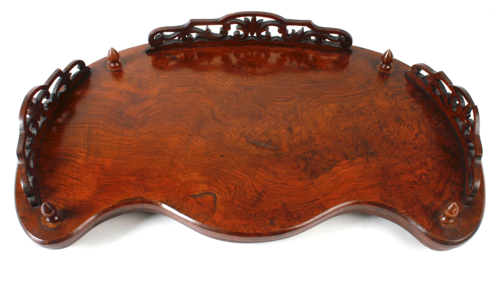 High Victorian Victorian Rosewood Dressing Table Tray with Pierced Gallery, circa 1840
