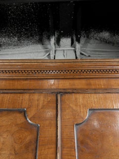 English Burl Walnut Linen Press