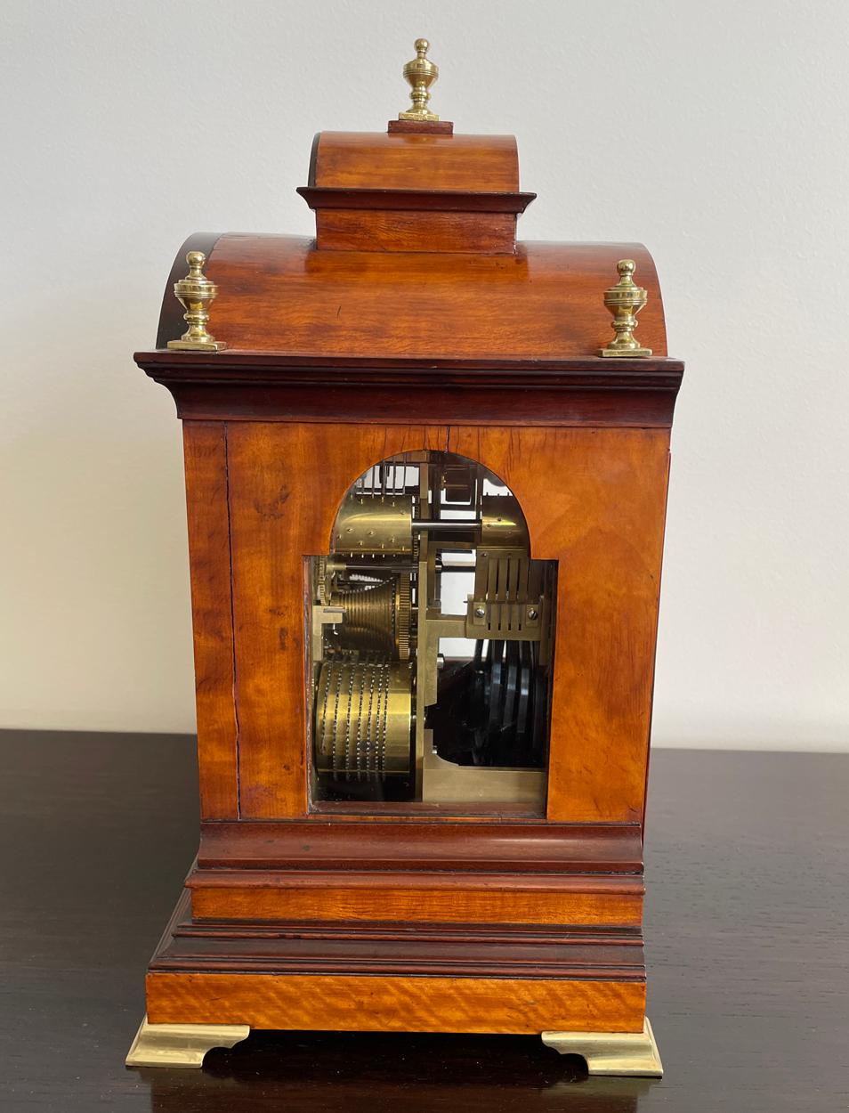 Georgian English Burl Wood Musical Mantel Clock C 1880, Westminster & Whitington  Chimes For Sale