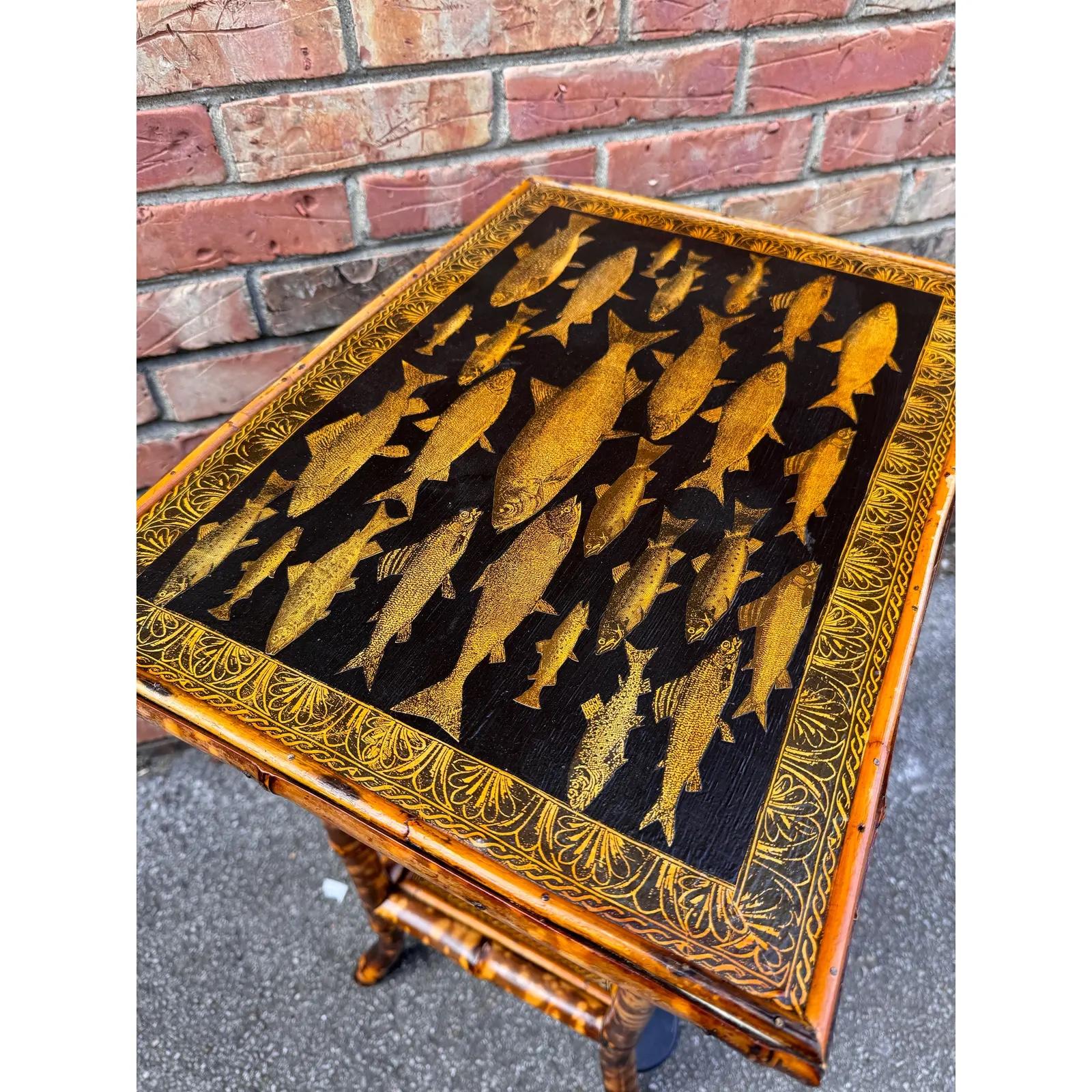 English Burnt Bamboo Side Table In Good Condition In Nashville, TN