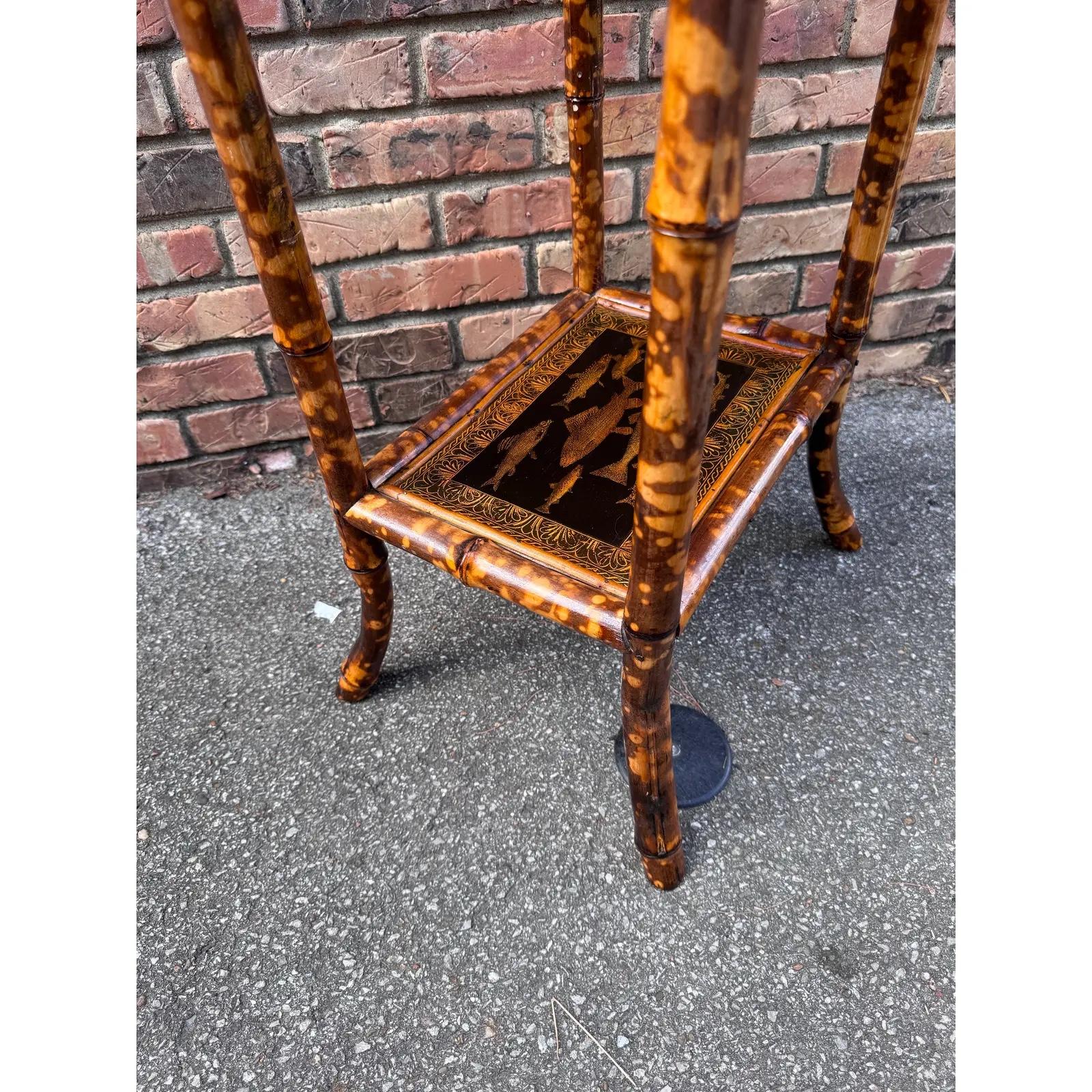 Late 19th Century English Burnt Bamboo Side Table
