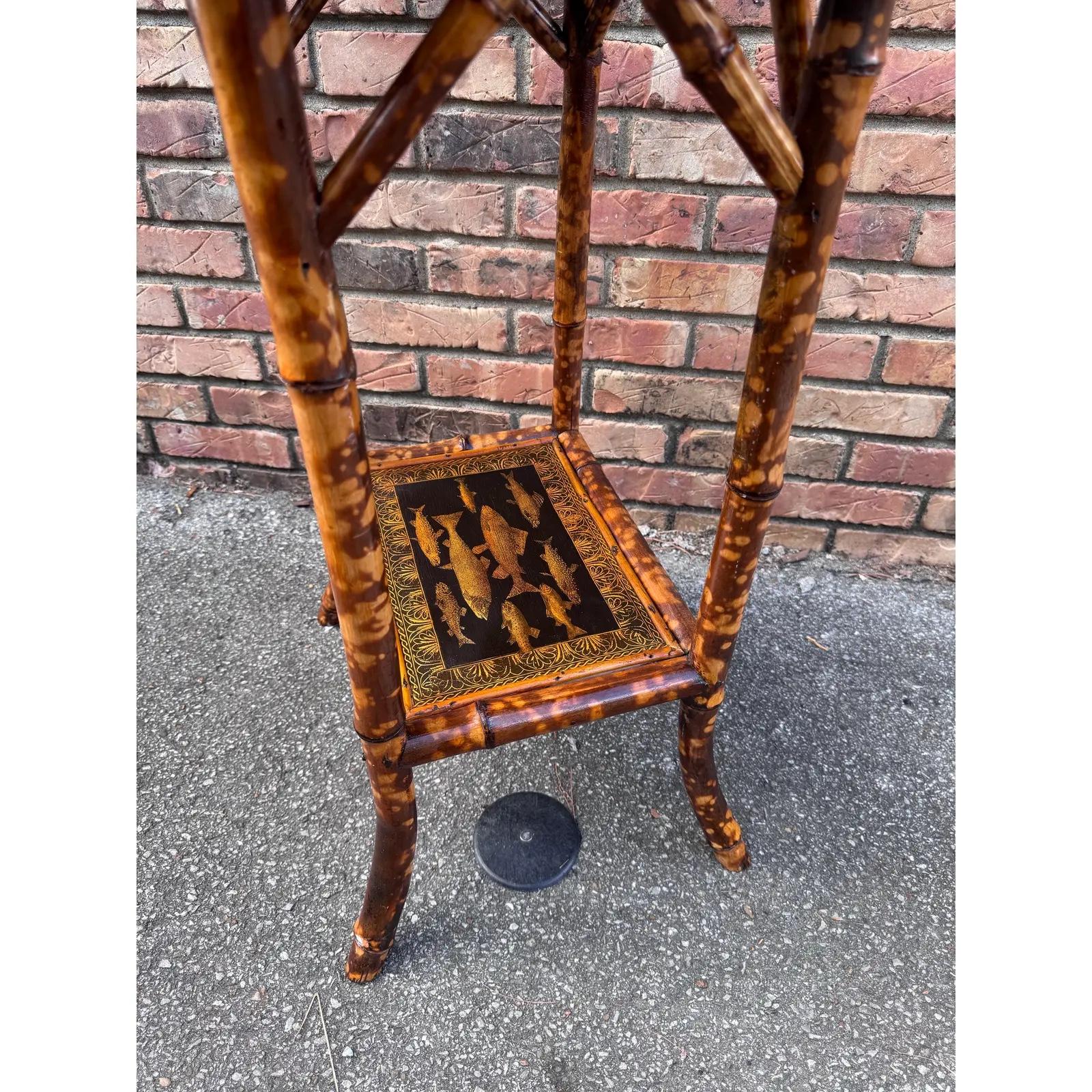 English Burnt Bamboo Side Table 1