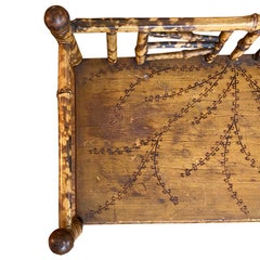 English Burnt Bamboo Tortoise Shell Chinoiserie Wood Bookshelf or Bookcase