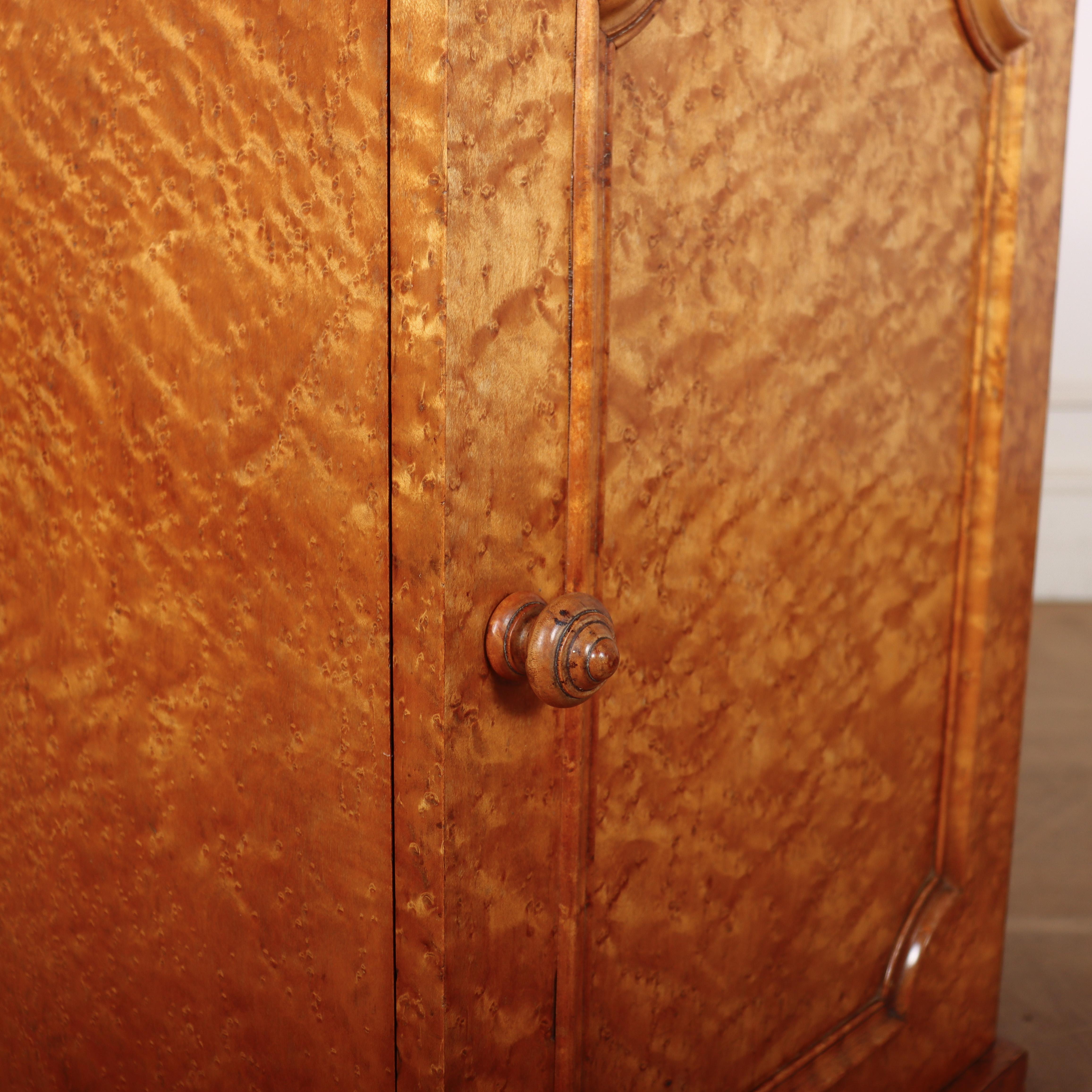 Victorian English Burr Elm Bedside Cabinet For Sale