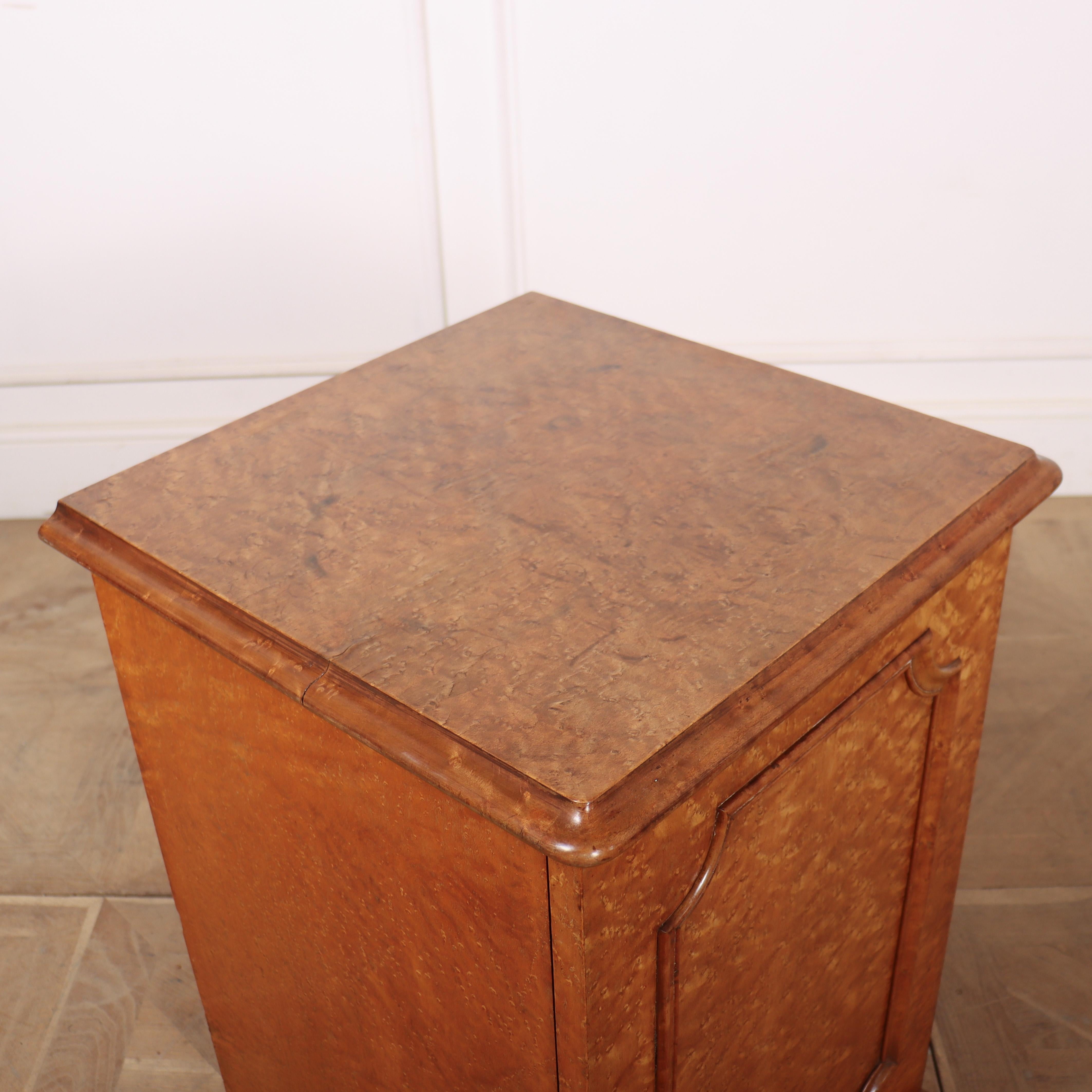 19th Century English Burr Elm Bedside Cabinet For Sale
