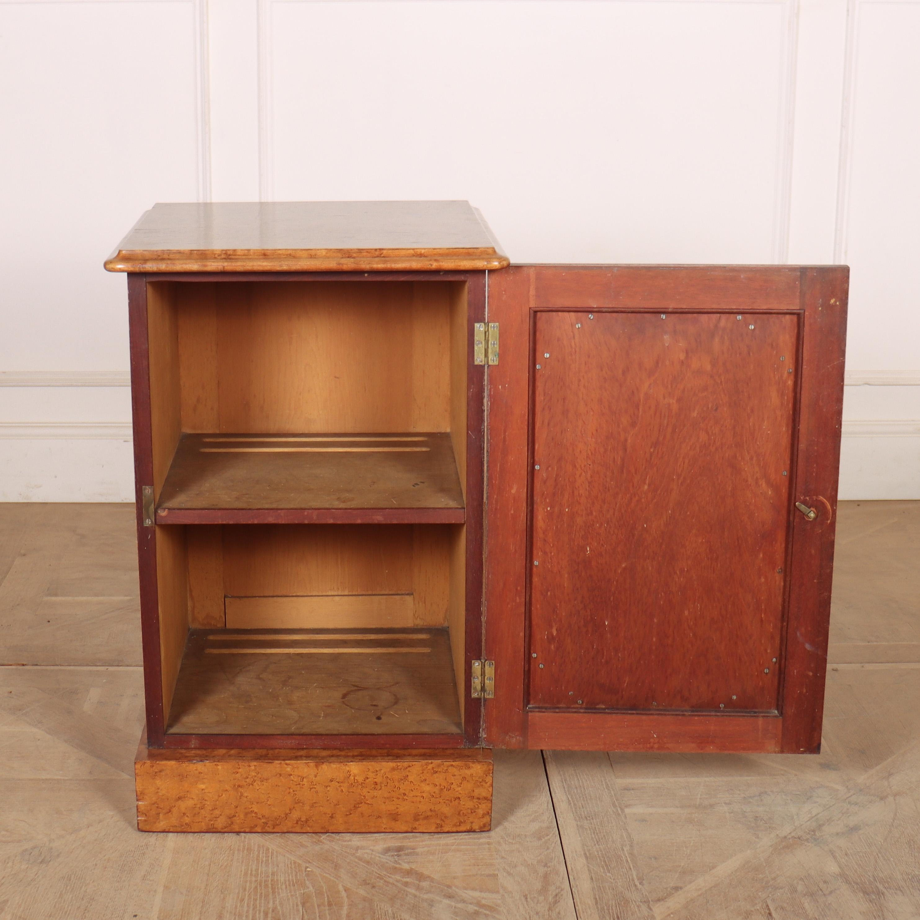 English Burr Elm Bedside Cabinet For Sale 1