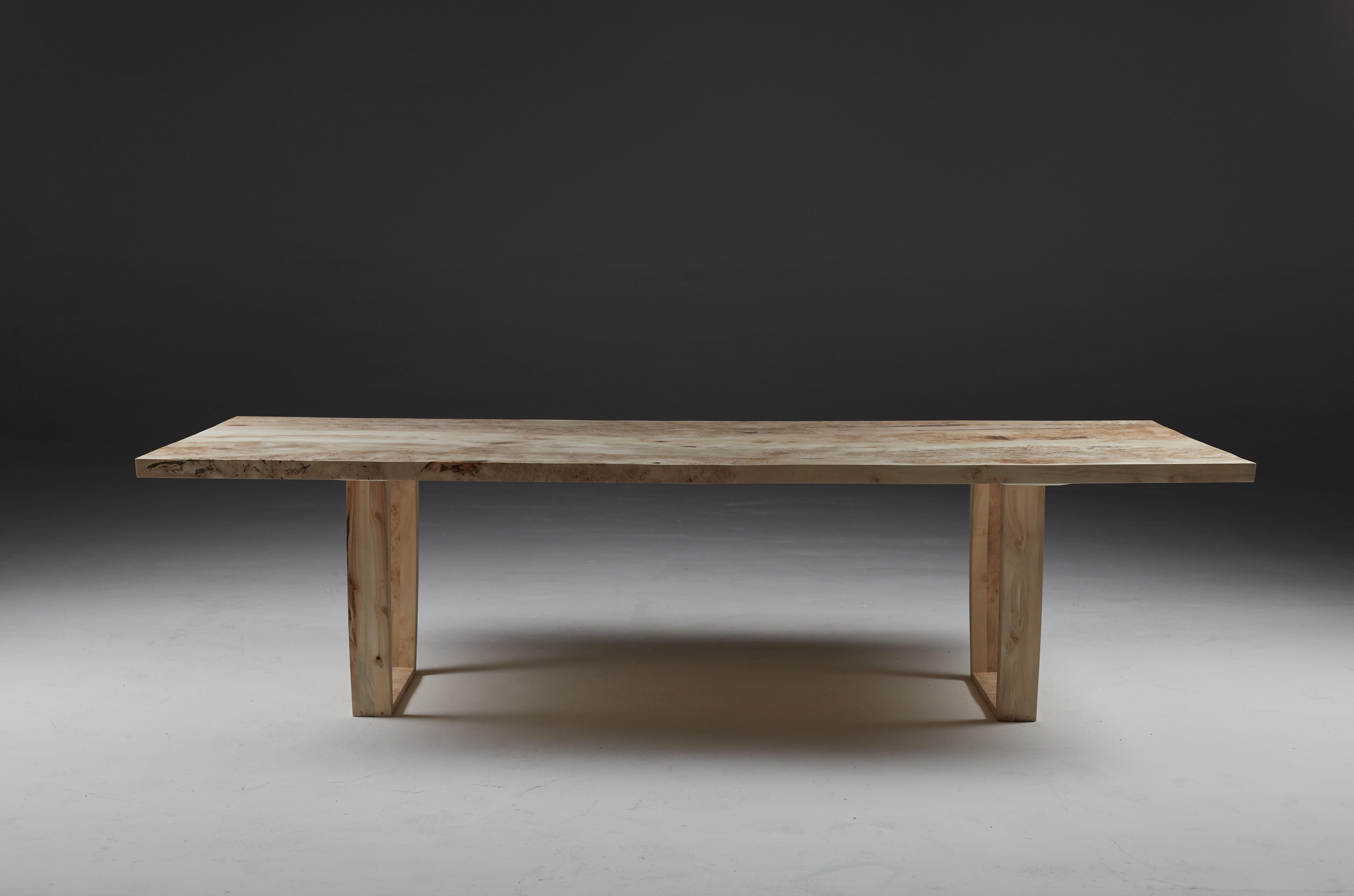 Organic Modern English burr Horse Chestnut Dining Table by Jonathan Field. Unique For Sale