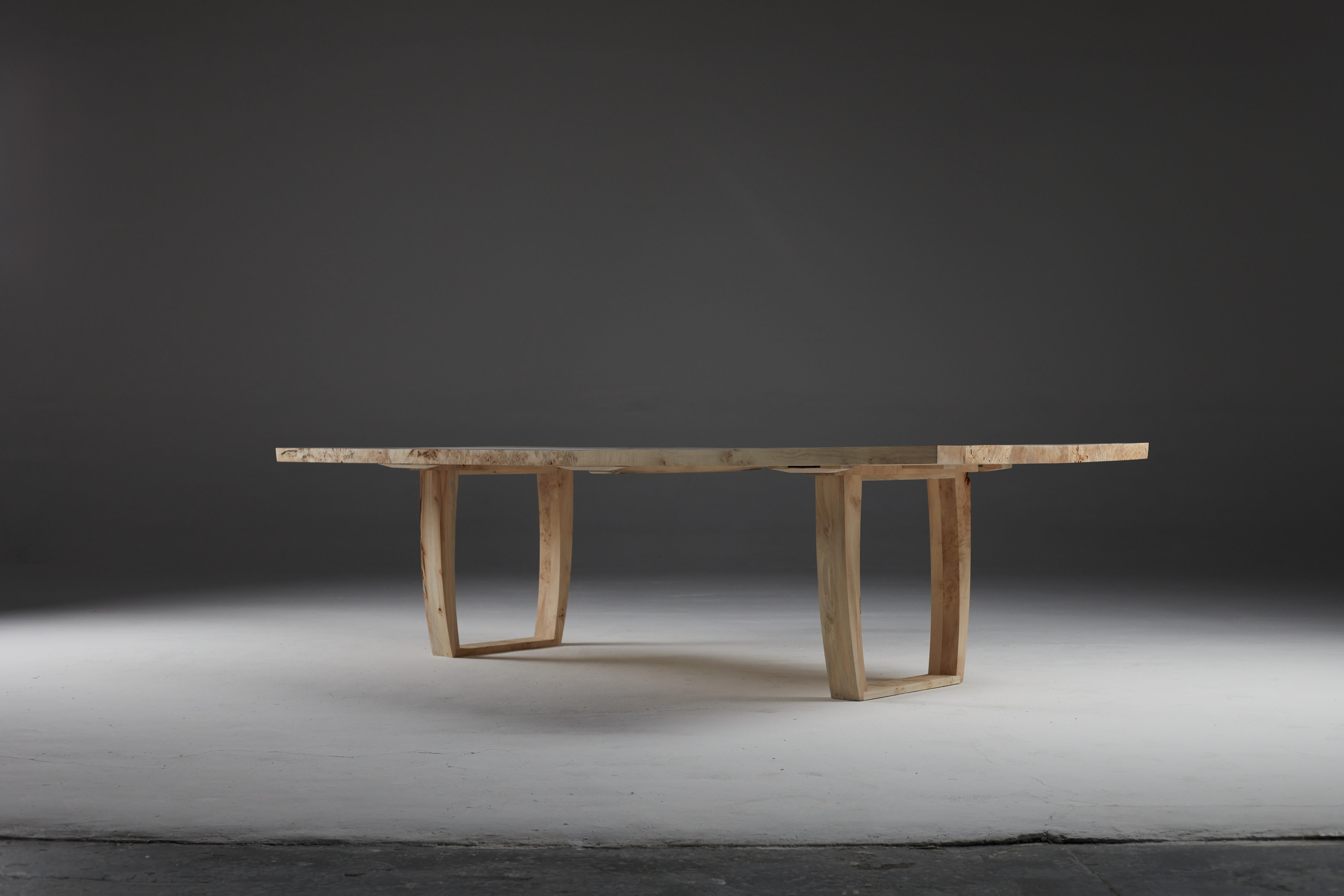Wood English burr Horse Chestnut Dining Table by Jonathan Field. Unique For Sale