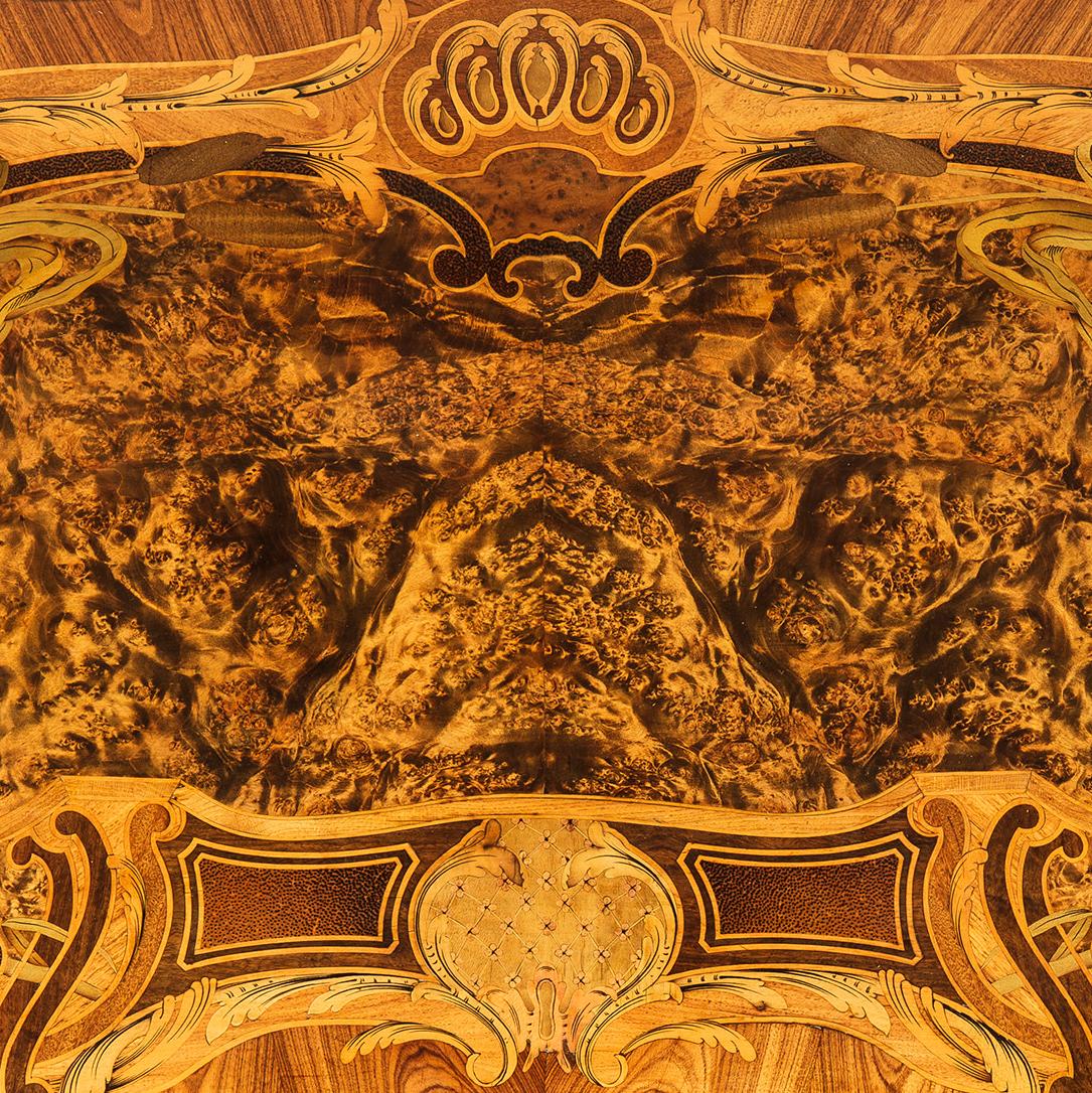 Louis XV English Burr Oak and Marquetry Occasional Table, 19th Century 