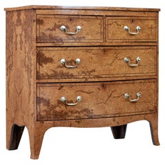 English Burr Walnut Bow Front Chest of Drawers circa 1870 with Bookmatch Veneer