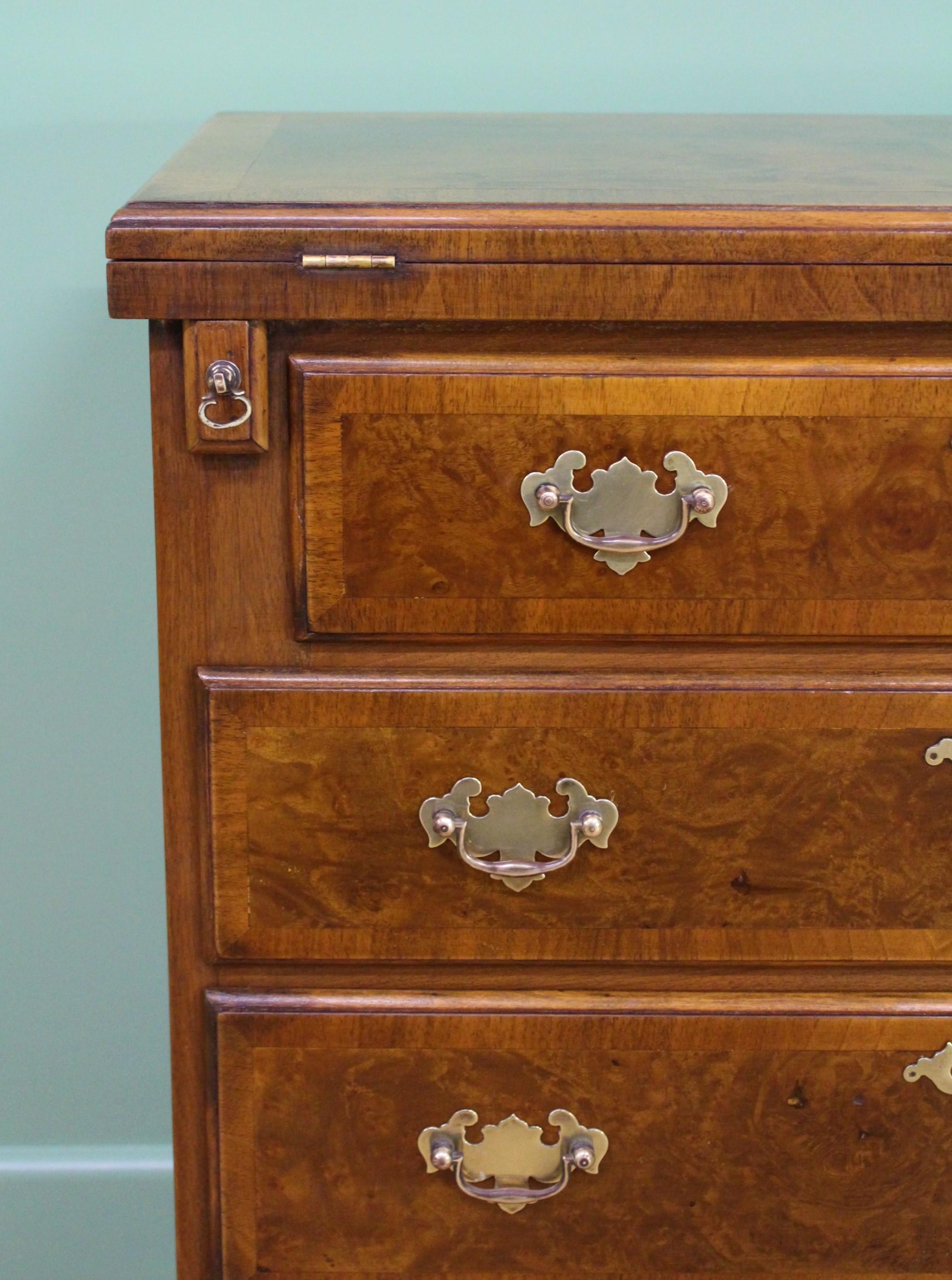 English Burr Walnut George I Style Bachelors Chest of Drawers 1