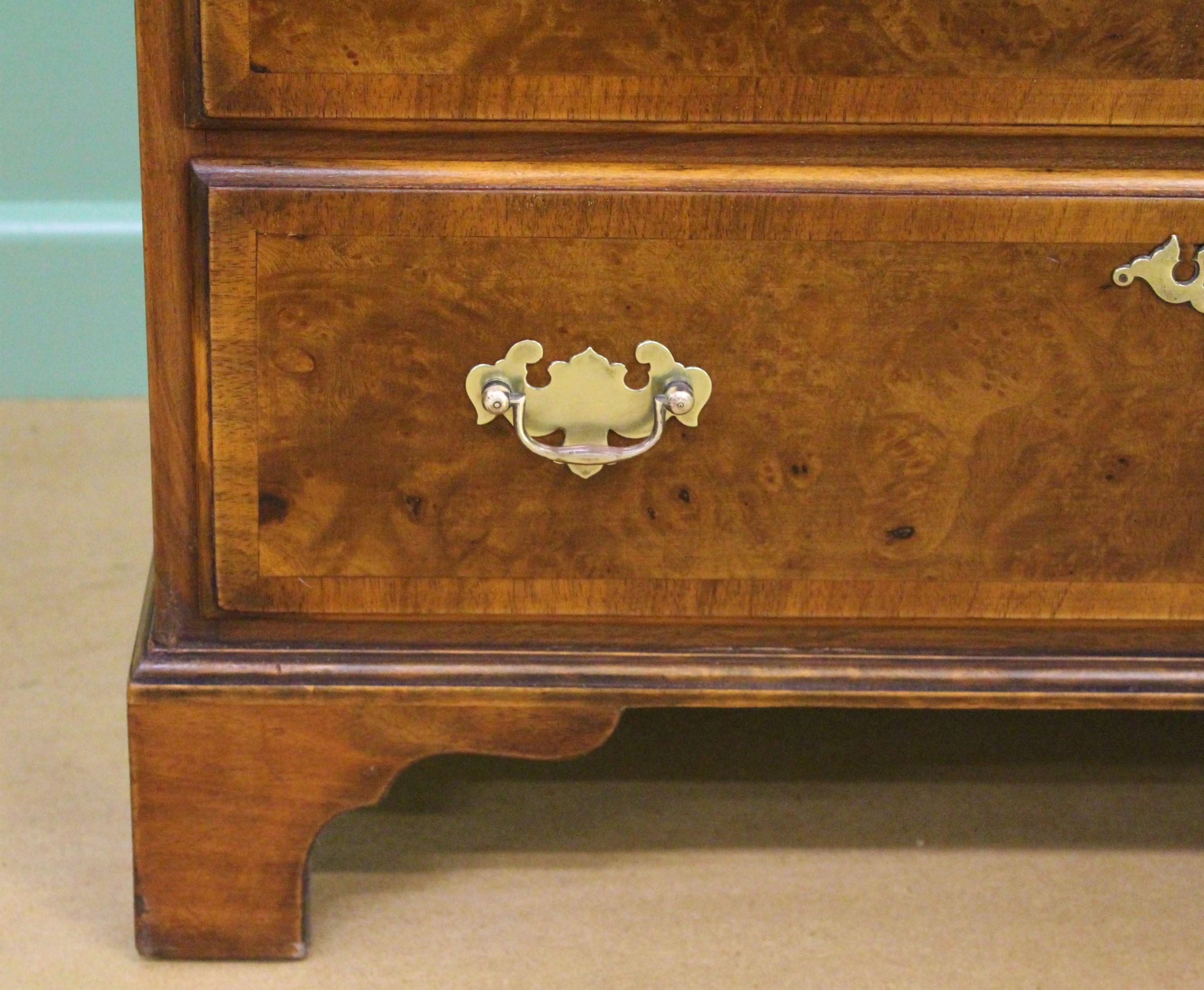 English Burr Walnut George I Style Bachelors Chest of Drawers 3
