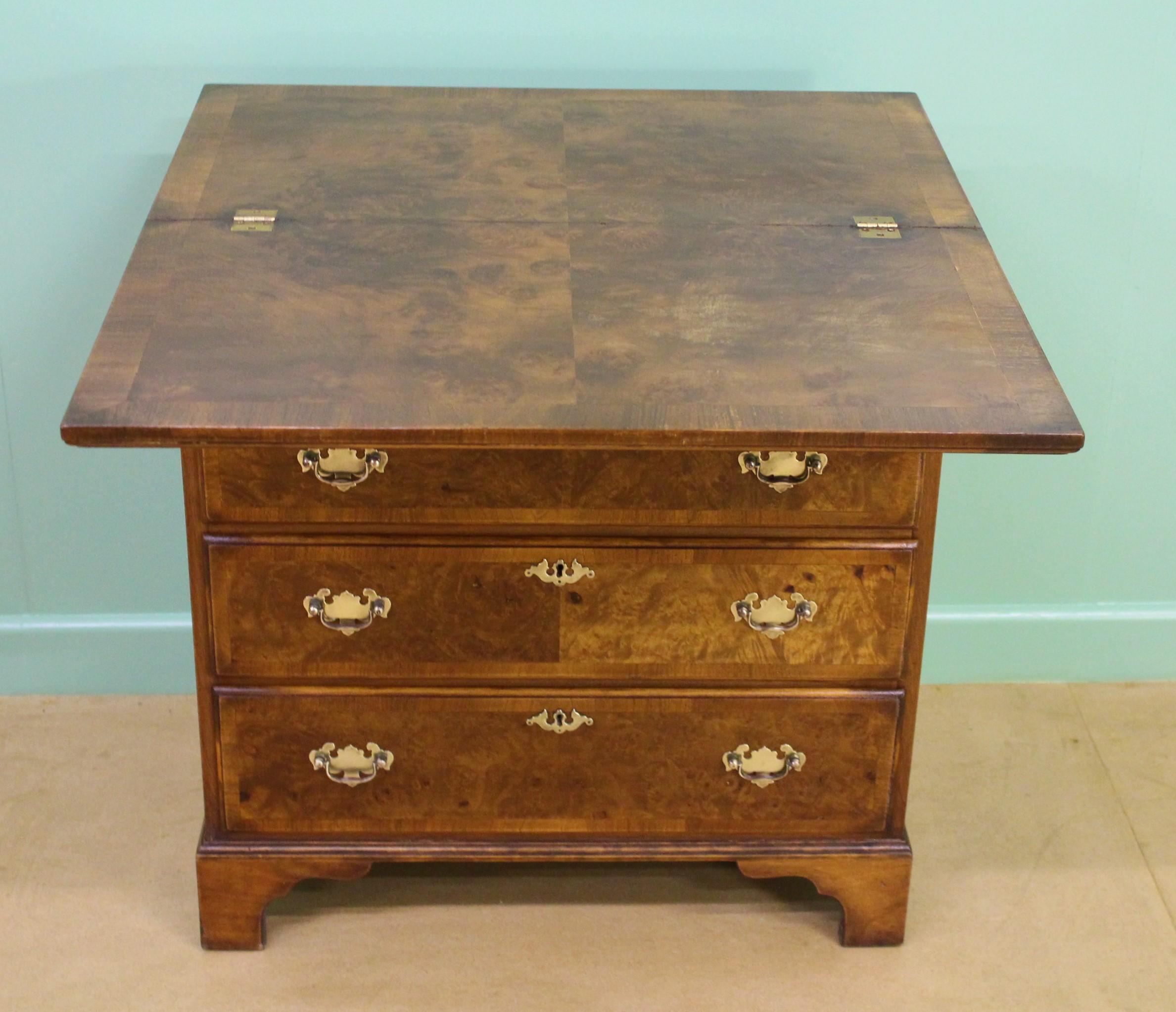 English Burr Walnut George I Style Bachelors Chest of Drawers 4