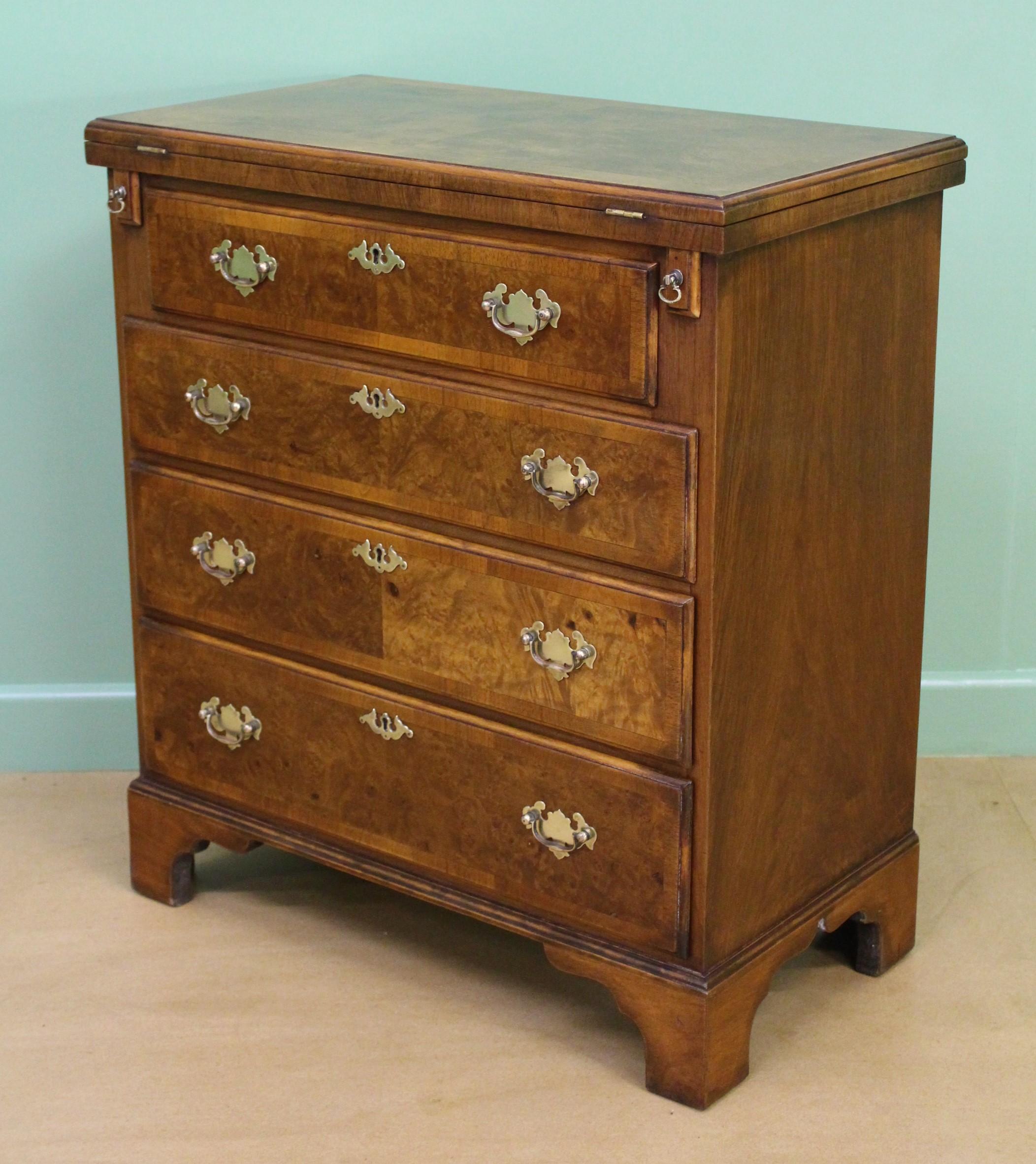 English Burr Walnut George I Style Bachelors Chest of Drawers 5