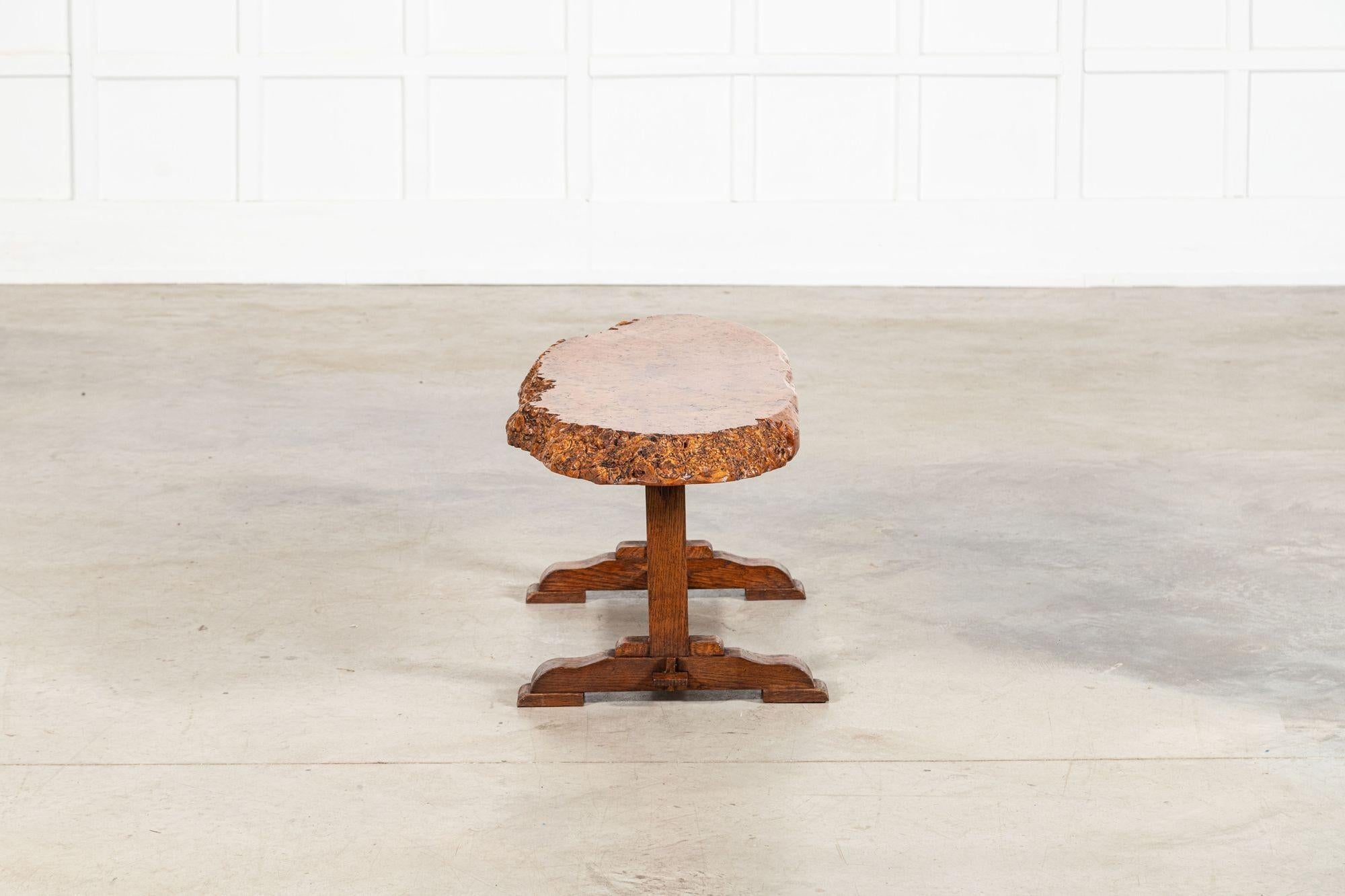 English Burr walnut & Oak Coffee Table For Sale 6