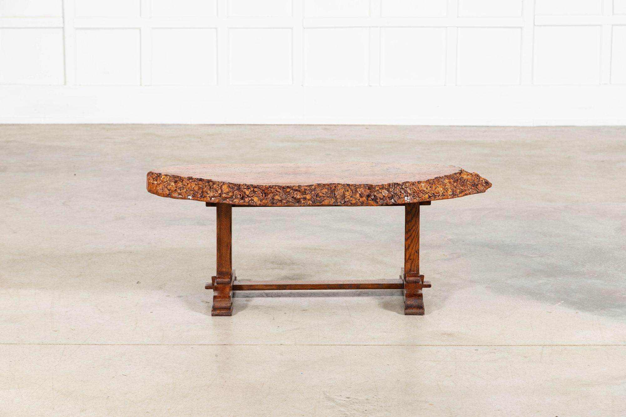English Burr walnut & Oak Coffee Table For Sale 7