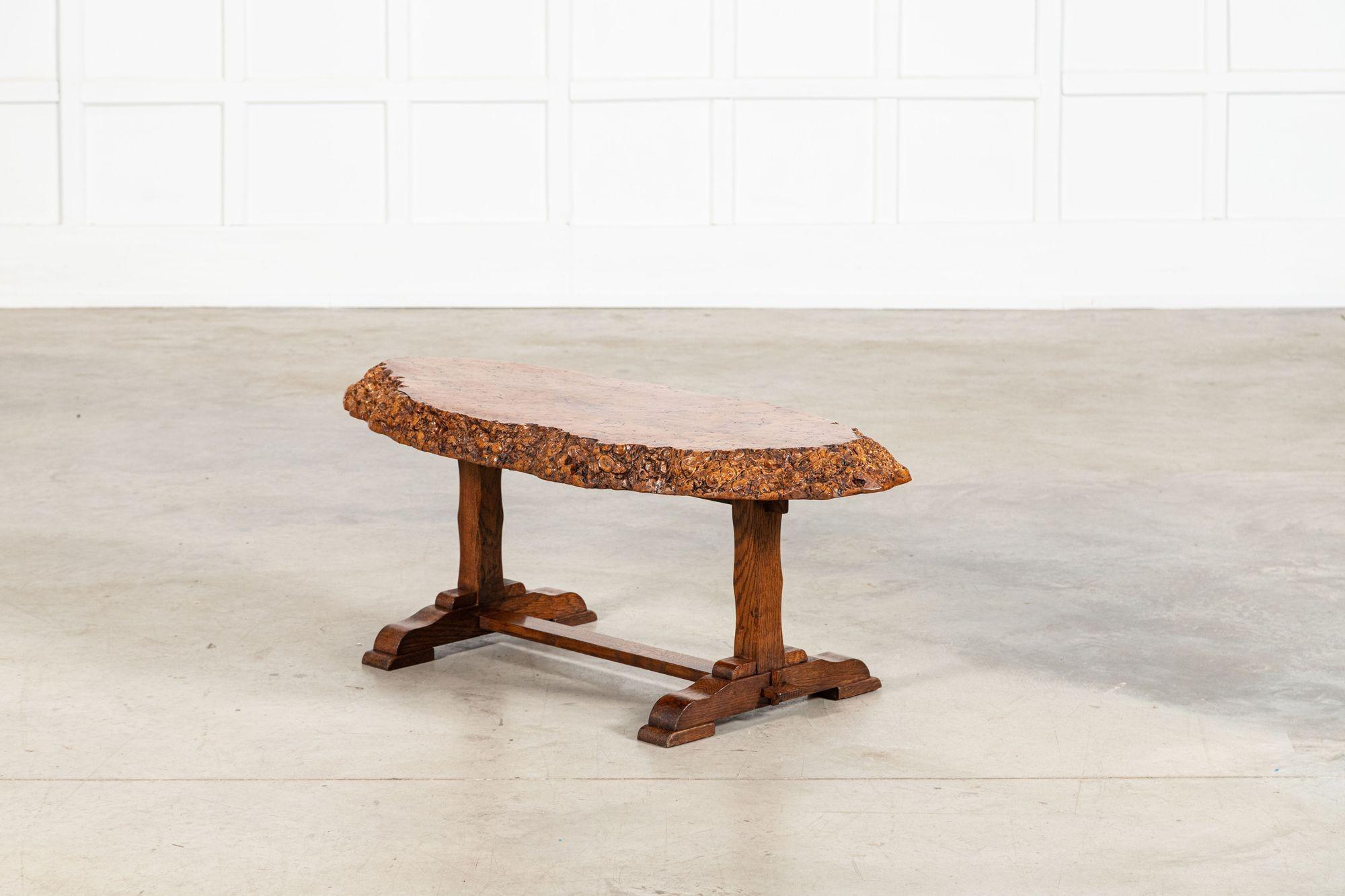 English Burr walnut & Oak Coffee Table For Sale 9