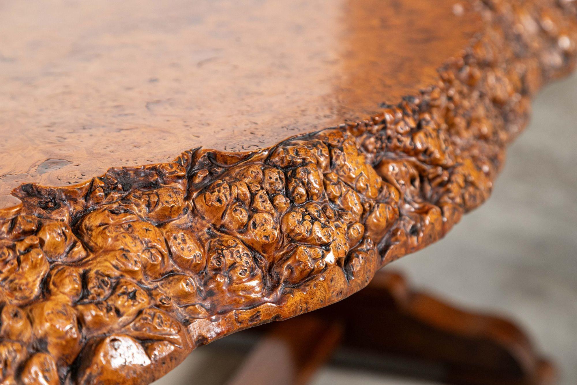 Early 20th Century English Burr walnut & Oak Coffee Table For Sale