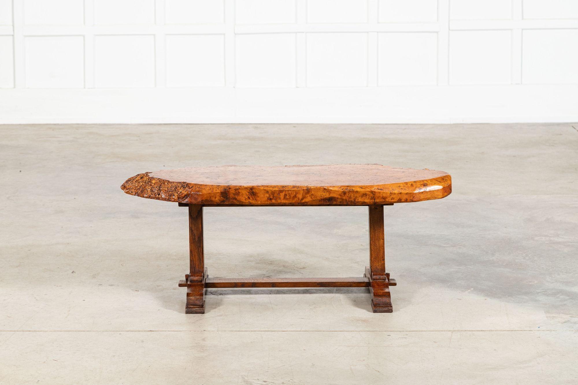 English Burr walnut & Oak Coffee Table For Sale 1