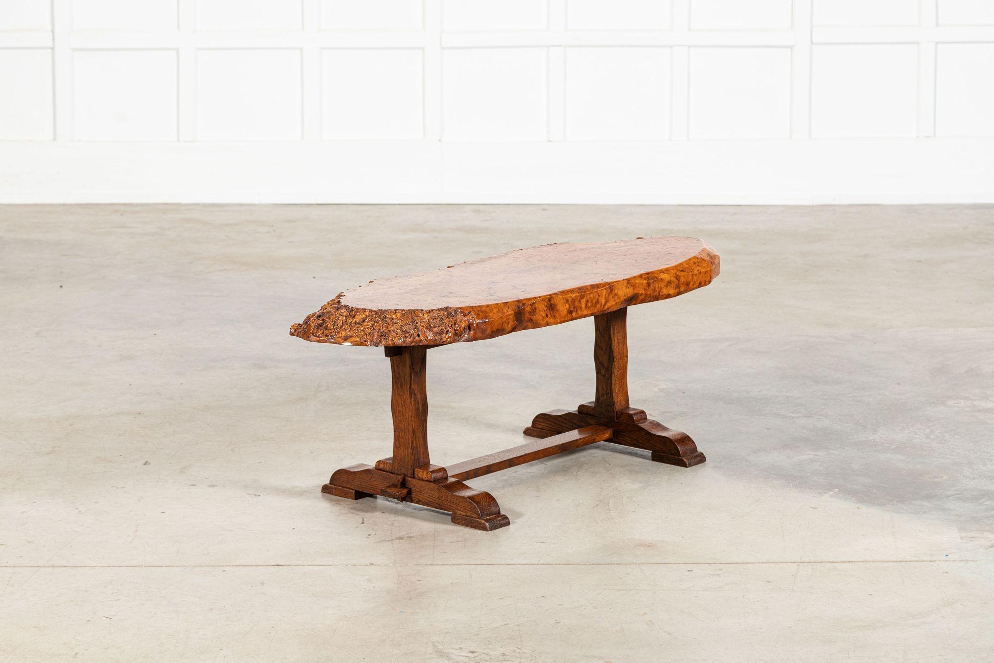 English Burr walnut & Oak Coffee Table For Sale 3
