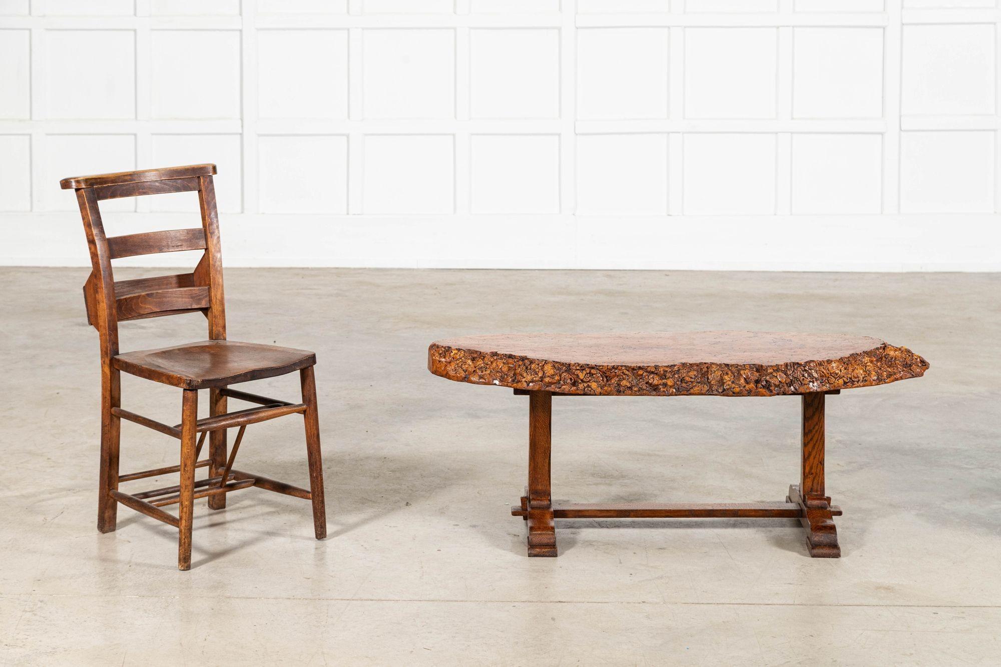 English Burr walnut & Oak Coffee Table For Sale 4